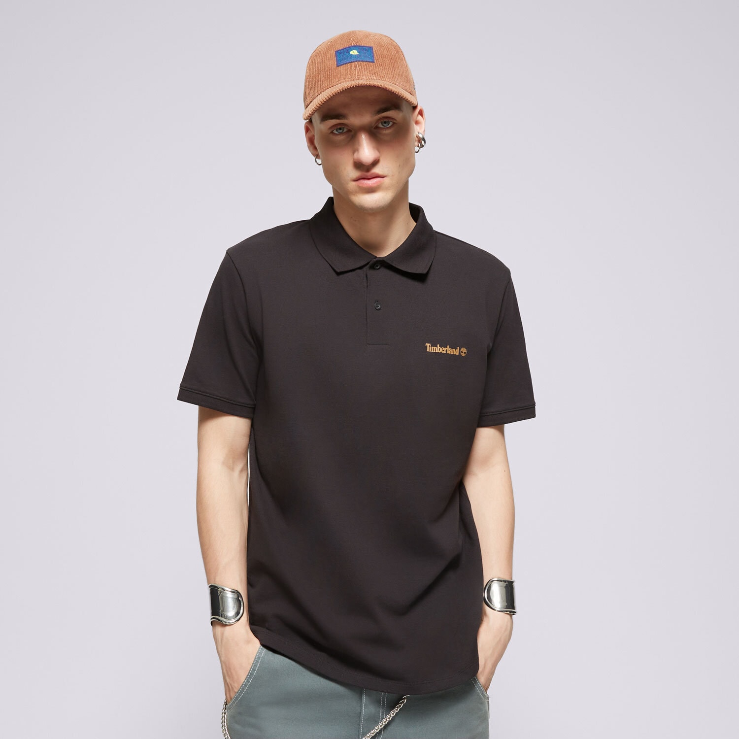 pánské polo tričko TIMBERLAND TRIČKO SMALL LOGO PRINT TRIČKO TB0A5QQ60011 ČERNÁ