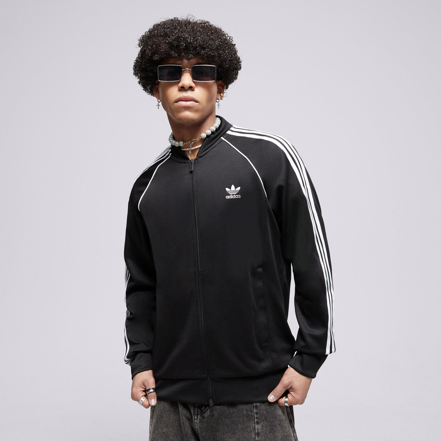 pánská mikina ADIDAS MIKINA ROZEPÍNACÍ SSTAR TT BLK/WHT IM4545 ČERNÁ