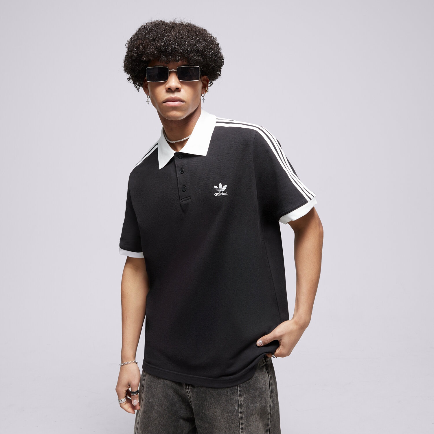 pánské polo tričko ADIDAS TRIČKO 3-STRIPE TRIČKO IL2501 ČERNÁ