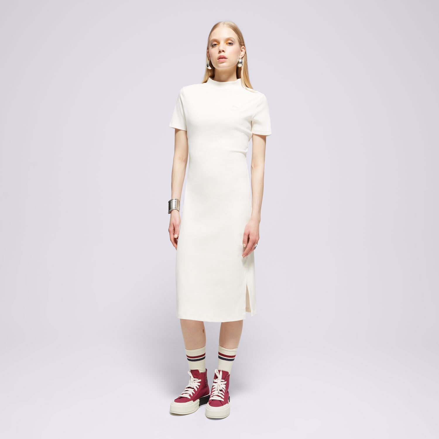 dámské šaty PUMA ŠATY CLASSICS RIBBED 62425699 BÉŽOVÁ