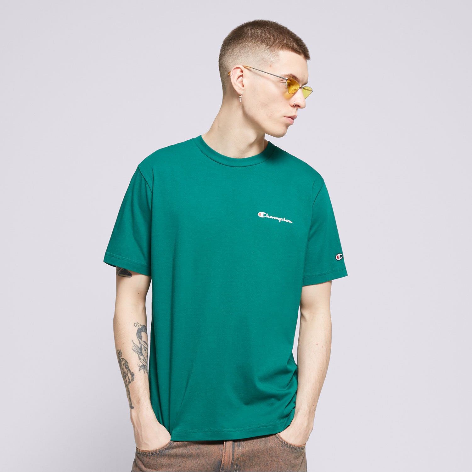 pánské tričko CHAMPION TRIČKO CREWNECK 219838GS571 ZELENÁ