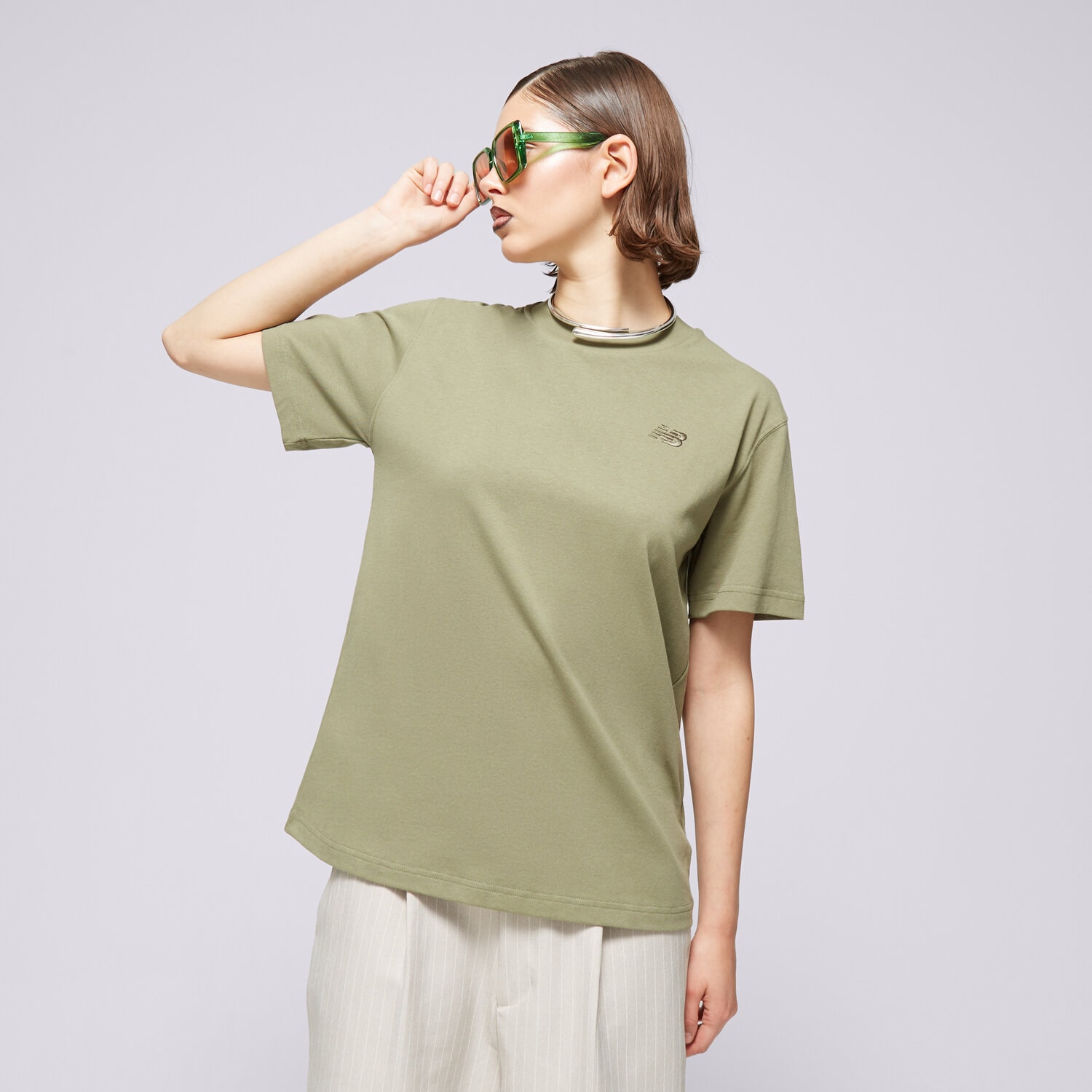 dámské tričko NEW BALANCE TRIČKO ATHLETICS JERSEY WT41501DEK KHAKI