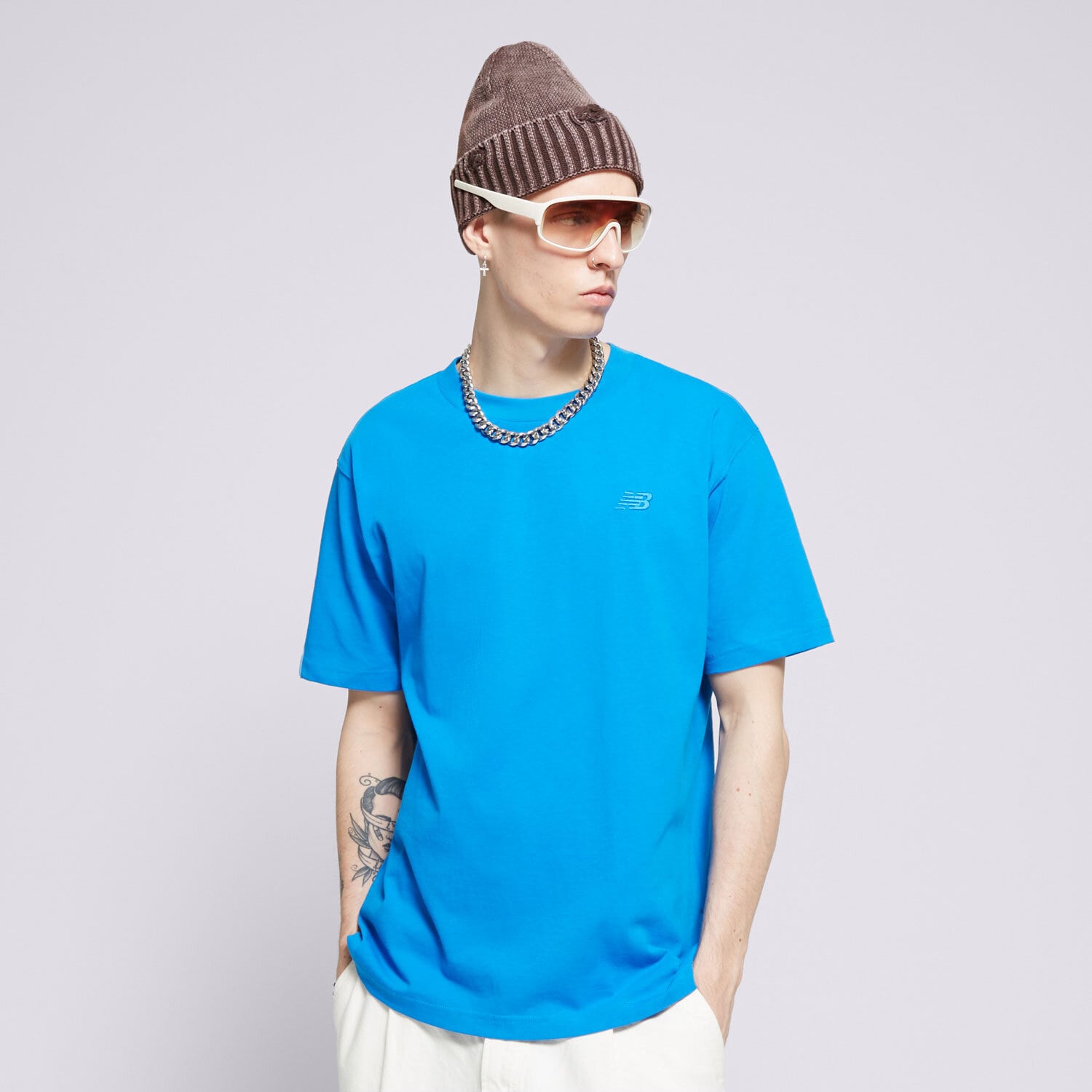 pánské tričko NEW BALANCE TRIČKO ATHLETICS JERSEY TEE MT41533BUL MODRÁ