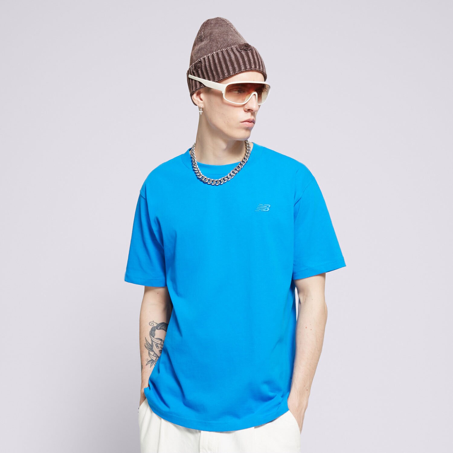 pánské tričko NEW BALANCE TRIČKO ATHLETICS JERSEY TEE MT41533BUL MODRÁ