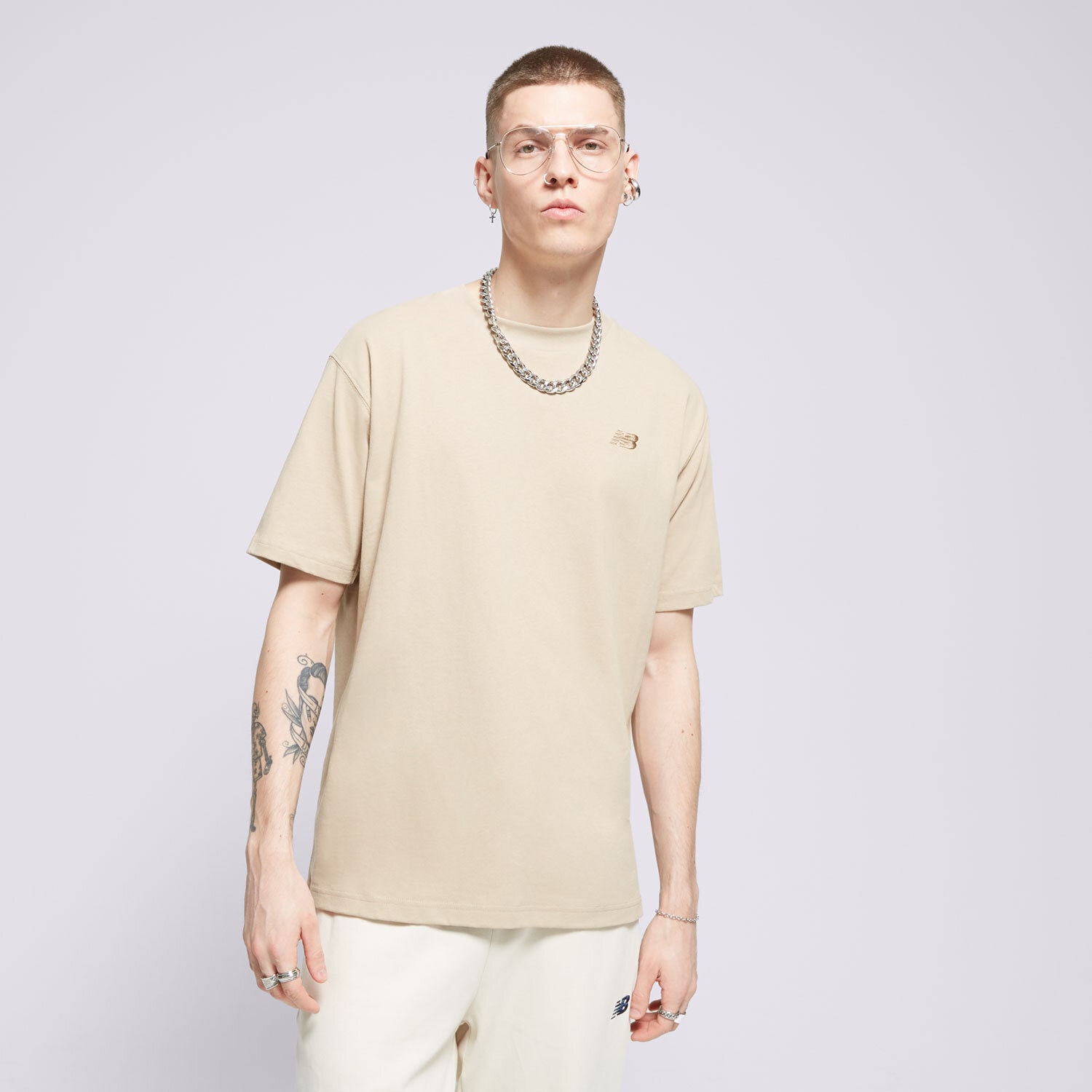 pánské tričko NEW BALANCE TRIČKO ATHLETICS JERSEY TEE MT41533SOT BÉŽOVÁ