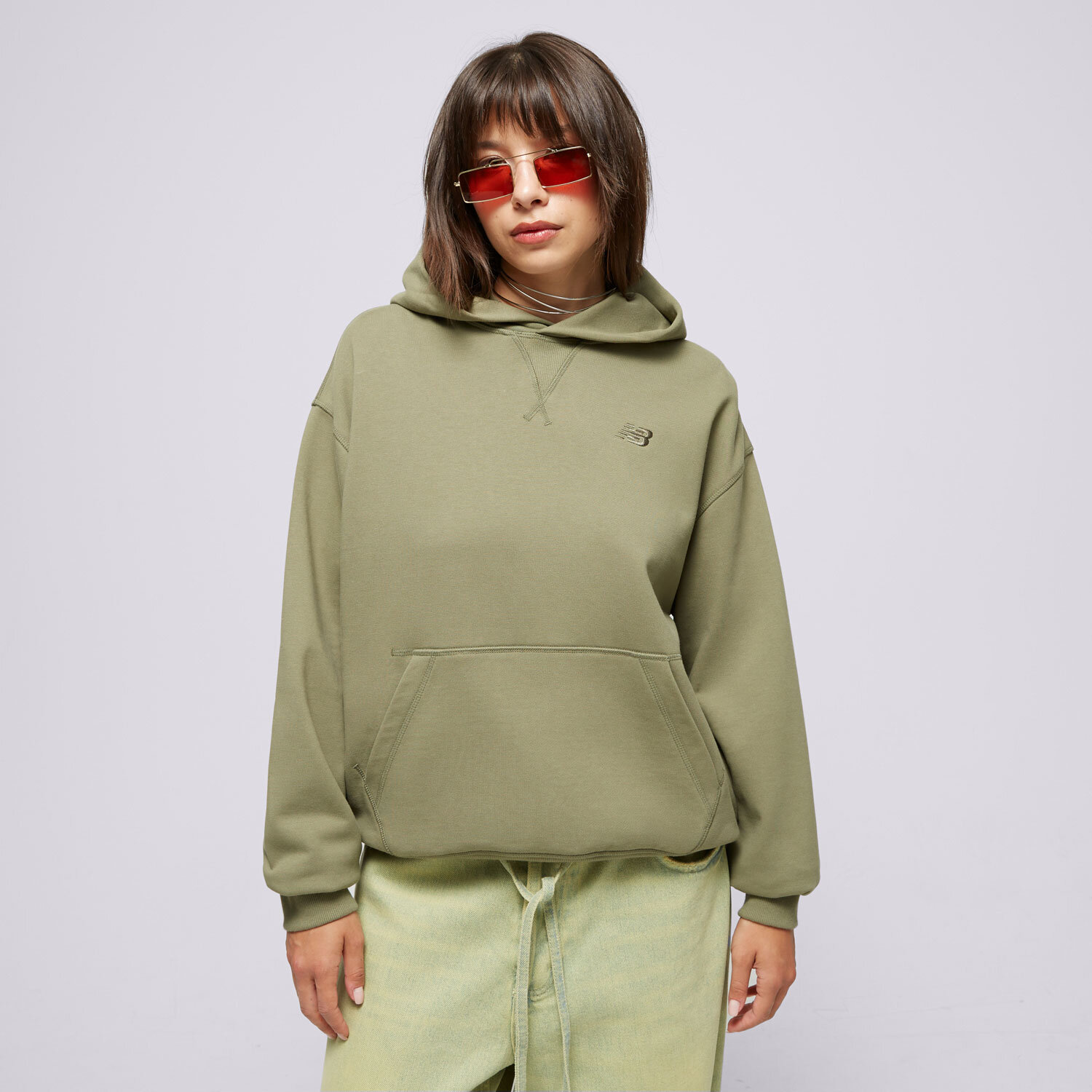 dámská mikina NEW BALANCE MIKINA S KAPUCÍ ATHLETICS FT WT41537DEK KHAKI