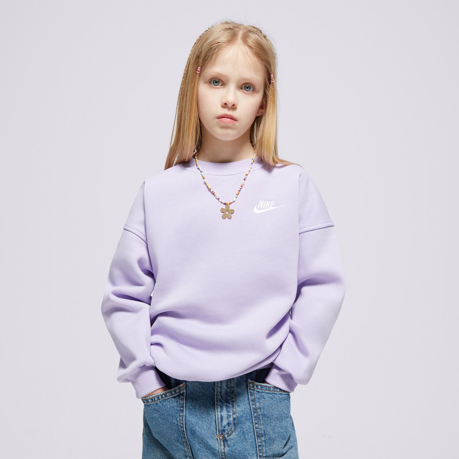 dětská mikina NIKE MIKINA SPORTSWEAR CLUB FLEECE GIRL FD2923-515 FIALOVÁ