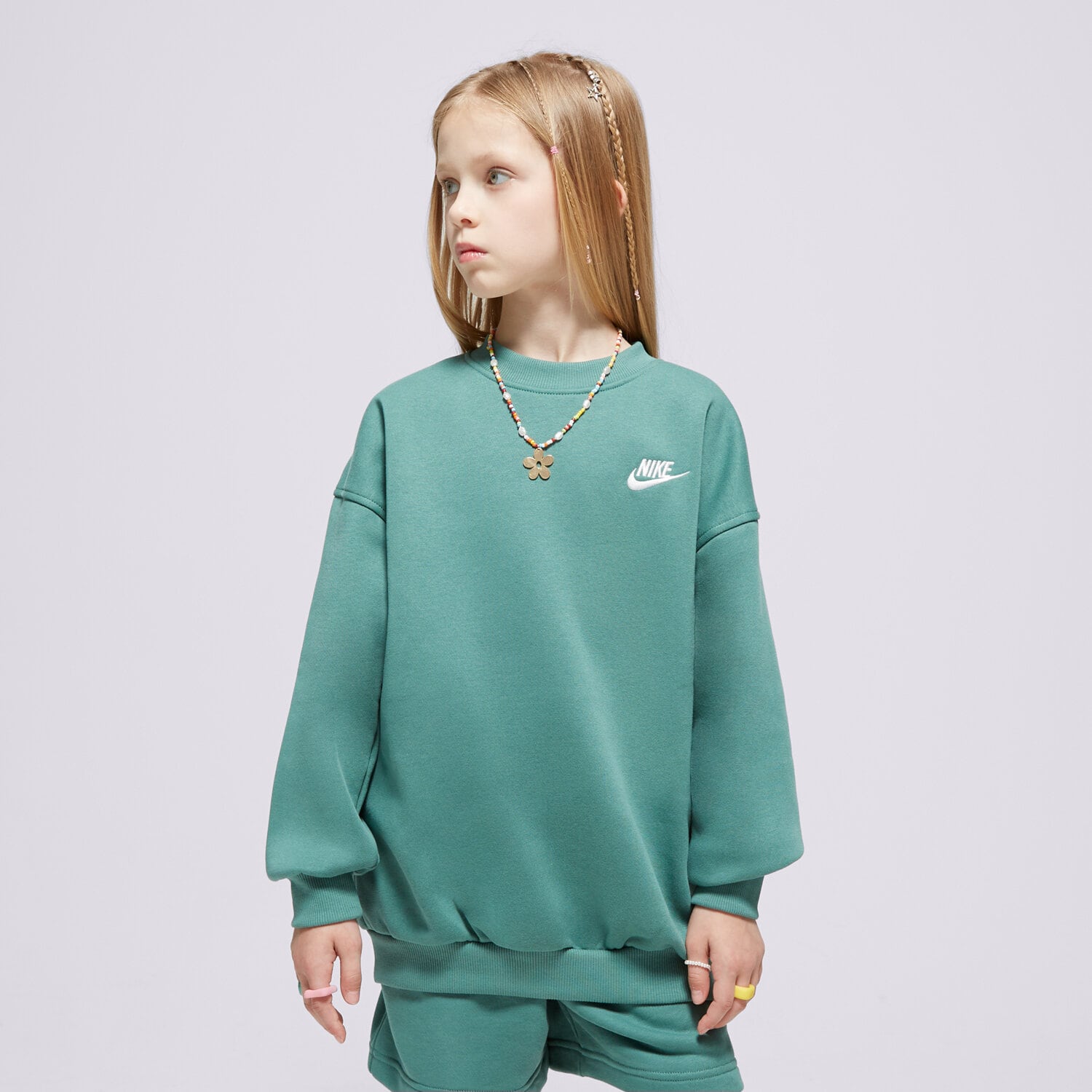 dětská mikina NIKE MIKINA SPORTSWEAR CLUB FLEECE GIRL FD2923-361 ZELENÁ