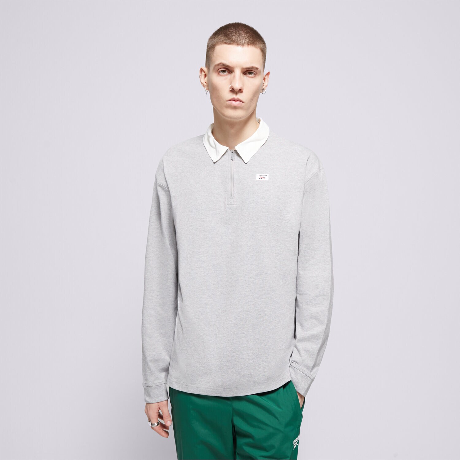 pánské polo tričko REEBOK TRIČKO COURT SPORT QUARTER ZIP 100076423 ŠEDÁ
