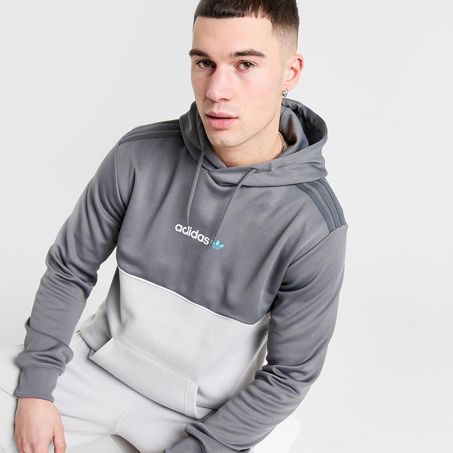 pánská mikina ADIDAS MIKINA S KAPUCÍ CM OH HD FABRIC MIX IW6424 ŠEDÁ