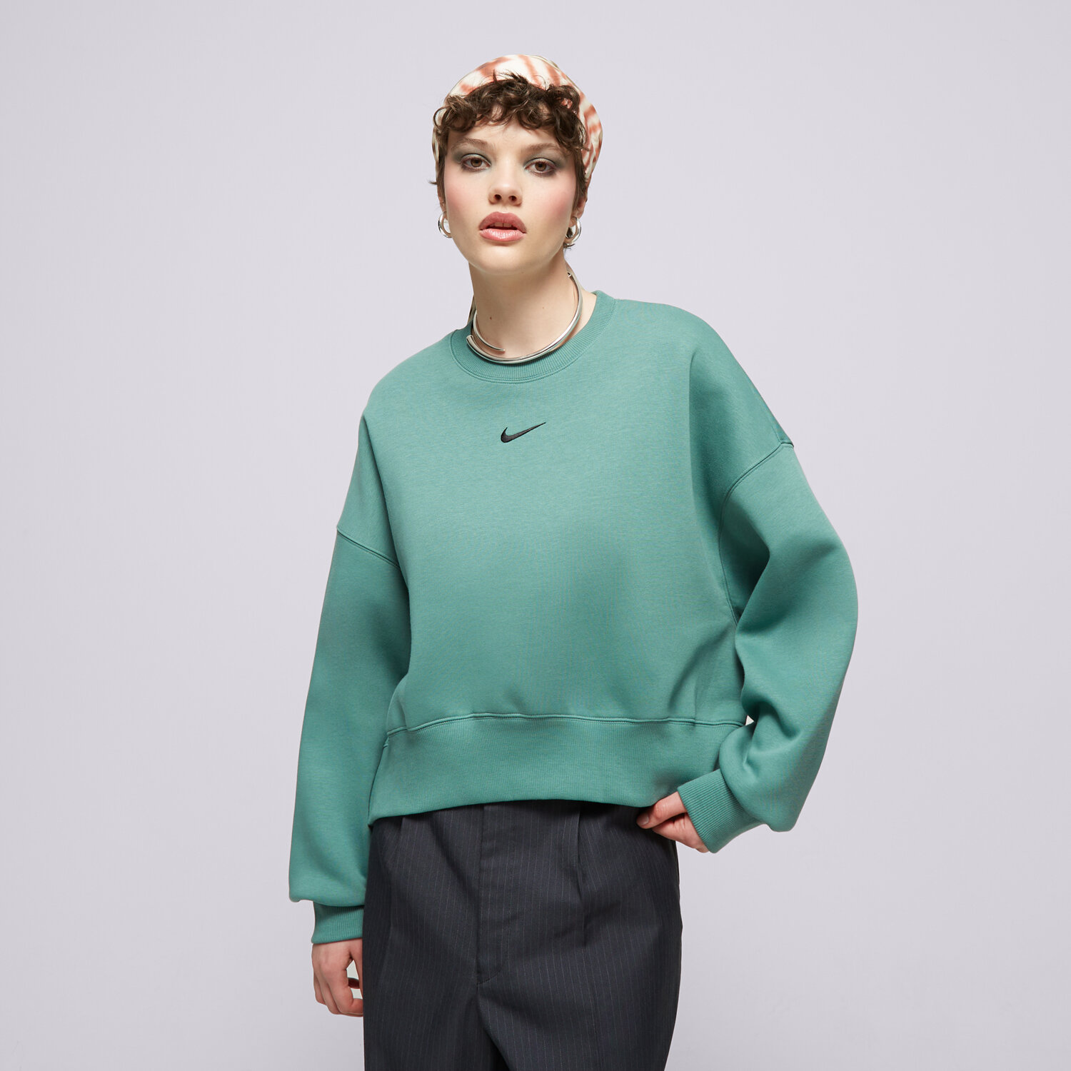 dámská mikina NIKE MIKINA W NSW PHNX FLC OOS CREW DQ5761-361 ZELENÁ
