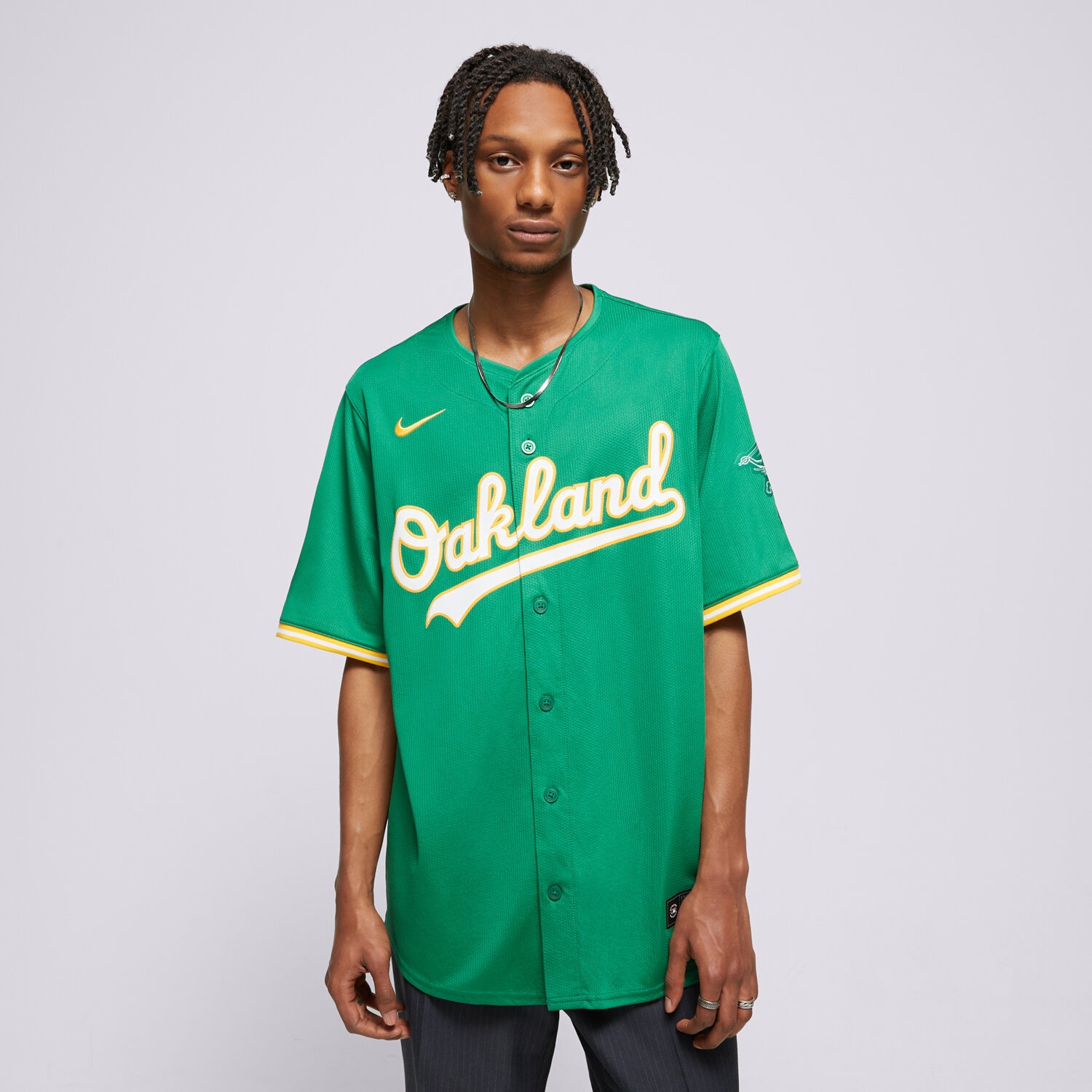 pánská košile NIKE KOŠILE OAKLAND ATHLETICS MLB T7LM-FZA1-FZ-L23 ZELENÁ
