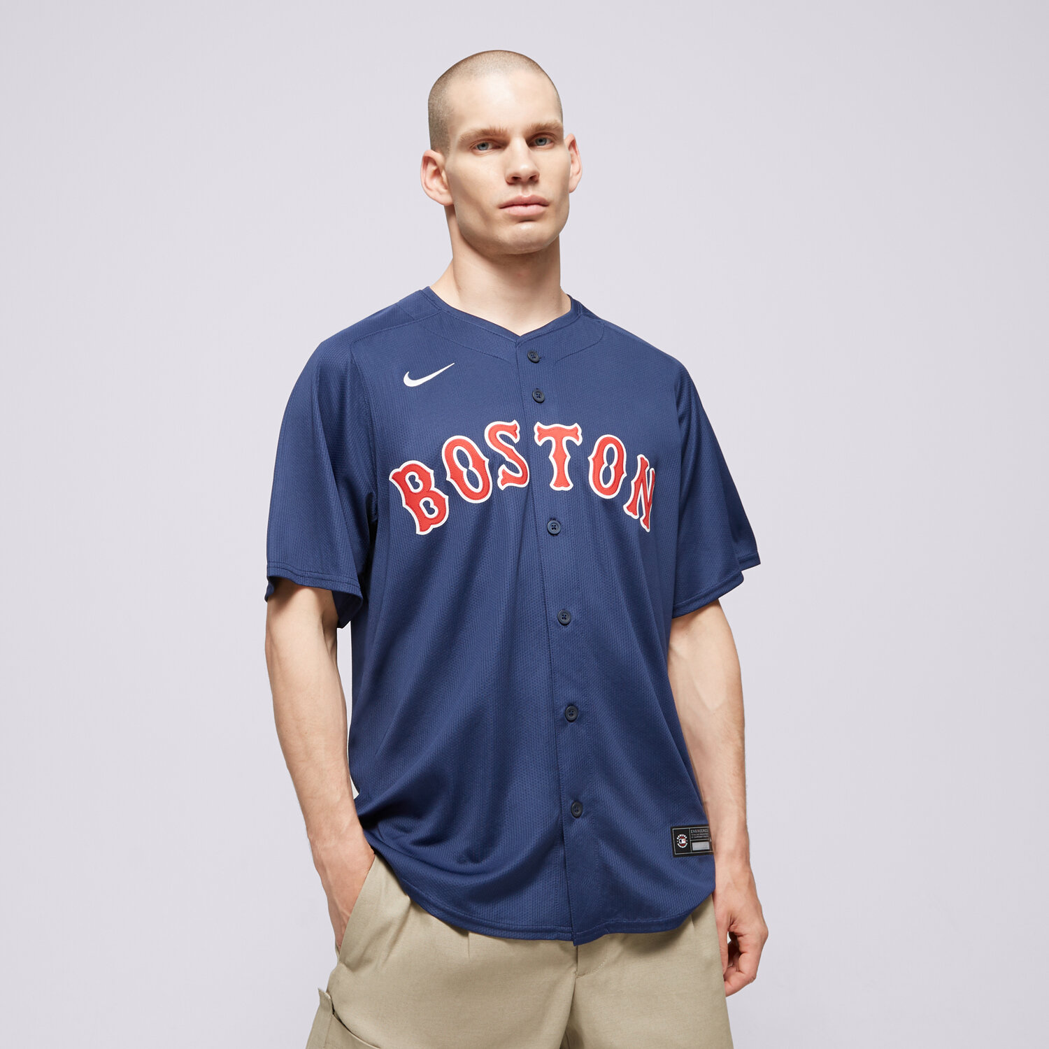 pánská košile NIKE KOŠILE REPLICA BOSTON RED SOX MLB T7LM-BQA2-BQ-L23 TMAVOMODRÁ
