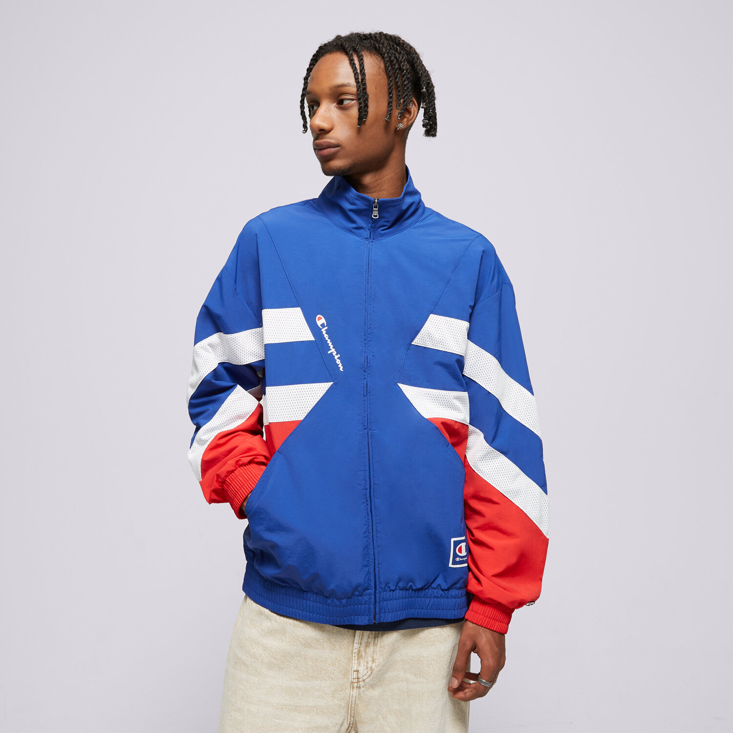 pánská mikina CHAMPION MIKINA FULL ZIP TOP RETRO SPORT 219743BS003 MODRÁ