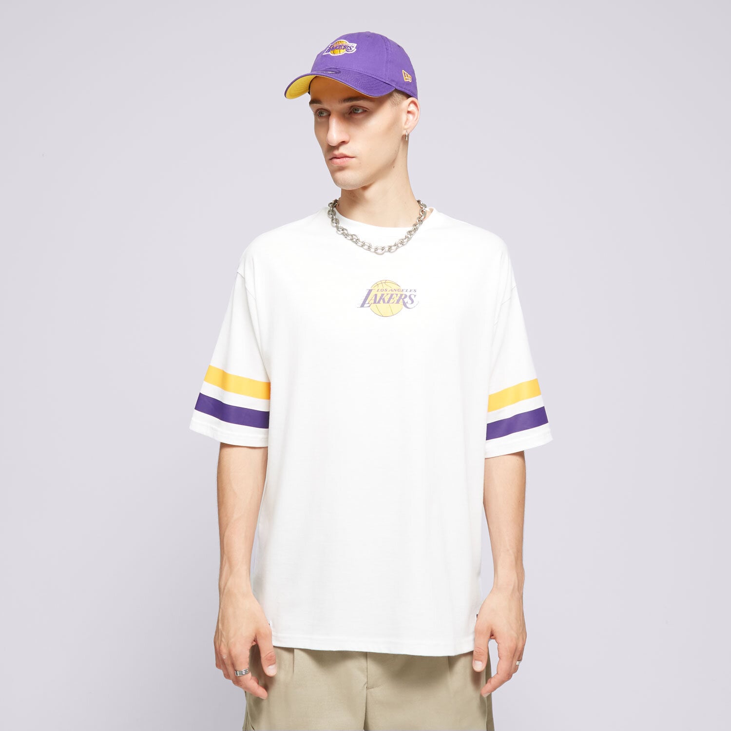 pánské tričko NEW ERA TRIČKO NBA ARCH GRPHC BP OS LAKERS LOS ANGELES LAKER 60502585 BÍLÁ