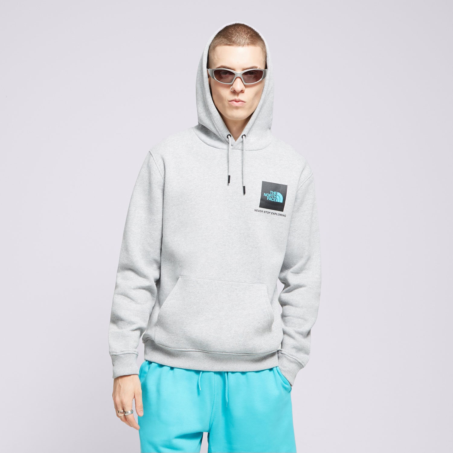 pánská mikina THE NORTH FACE MIKINA S KAPUCÍ FINE BOX HD GYM HOOD2 ŠEDÁ