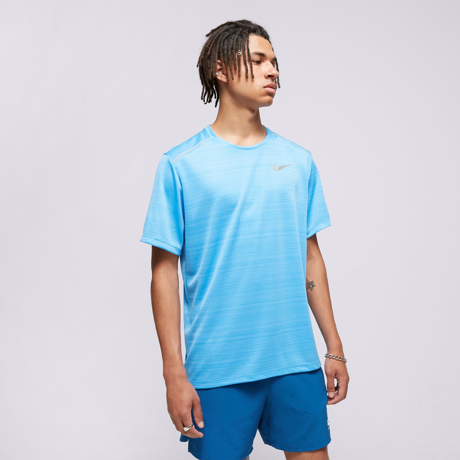 pánské tričko NIKE TRIČKO M NK DF MILER SS RUNNING FZ4782-412 MODRÁ