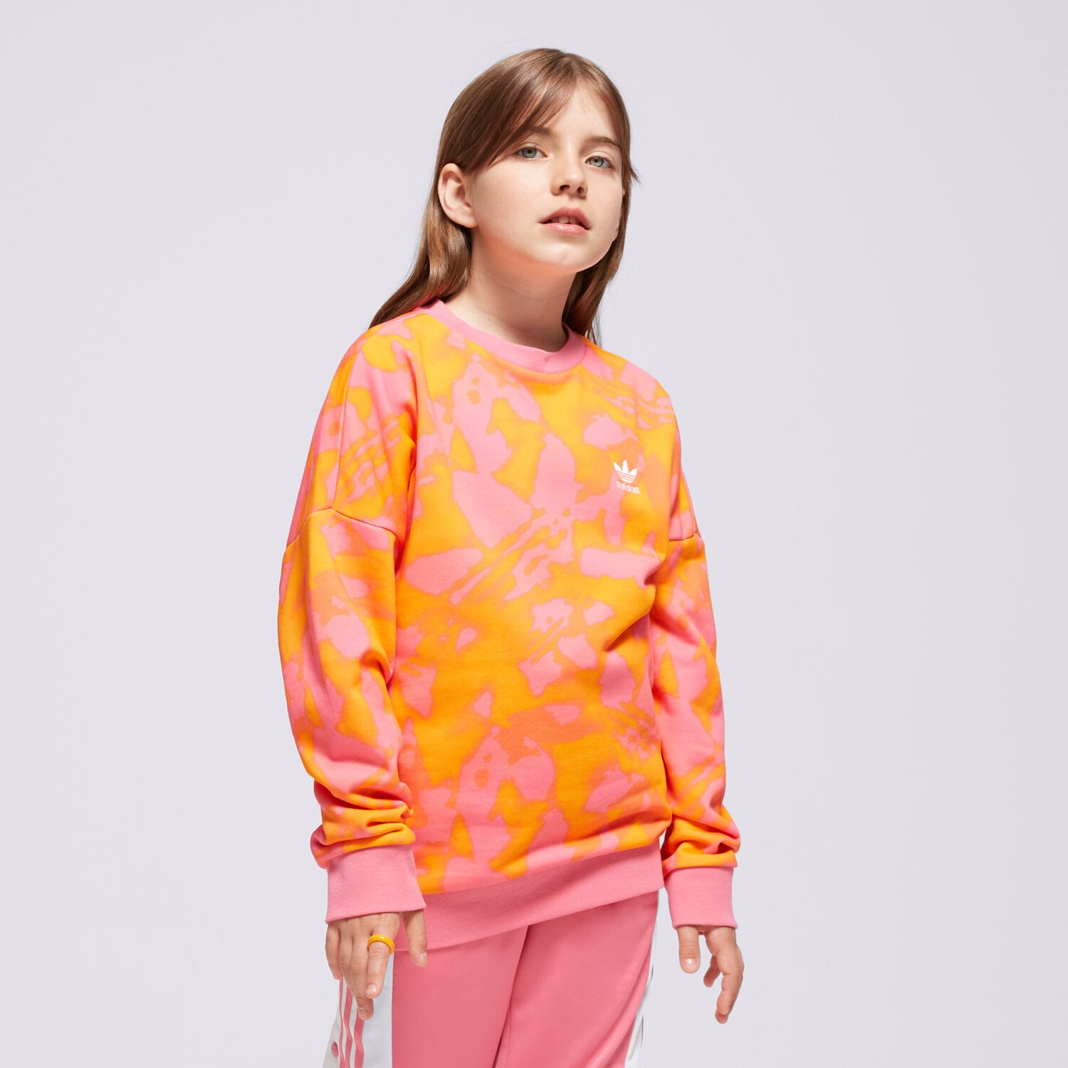 dětská mikina ADIDAS MIKINA CREW GIRL IT7307 RŮŽOVÁ