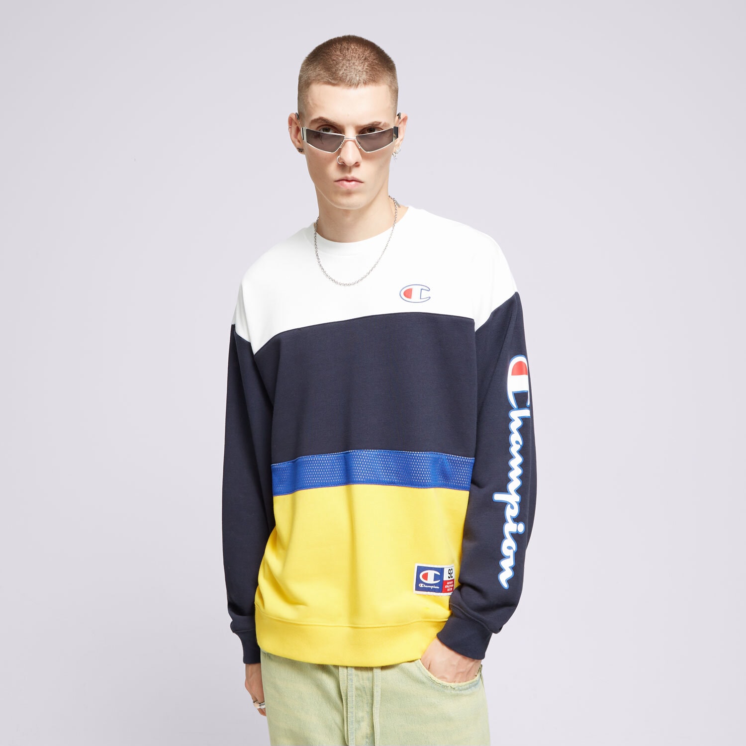 pánská mikina CHAMPION MIKINA CREWNECK RETRO SPORT 219739BS501 VÍCEBAREVNÁ