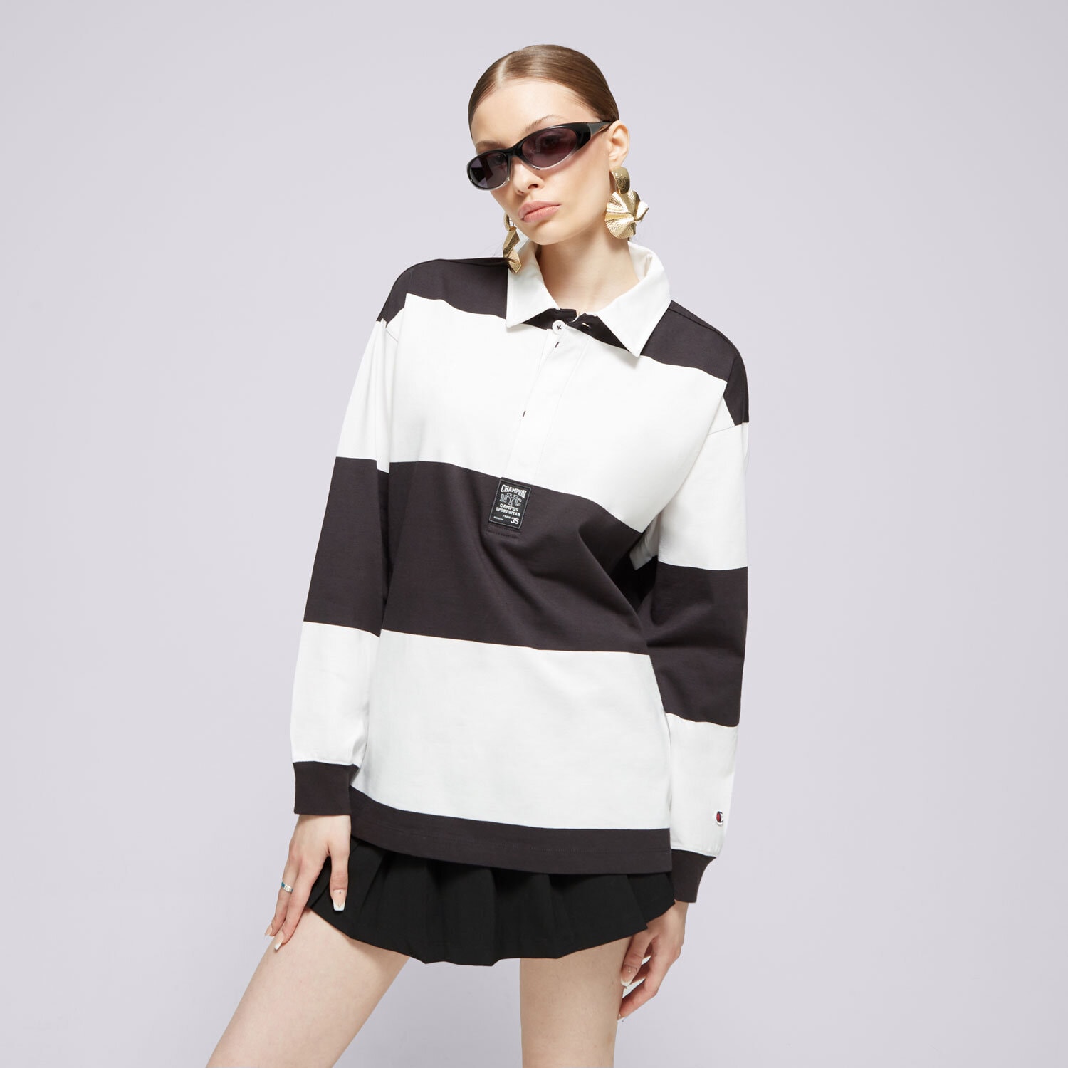 dámské polo tričko CHAMPION TRIČKO LONG SLEEVE TRIČKO 117205ES510 ČERNÁ