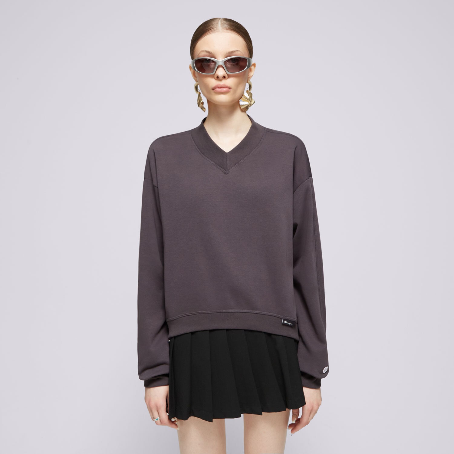 dámská mikina CHAMPION MIKINA CREWNECK CROPTOP ECO FUTURE E10007ES503 ČERNÁ