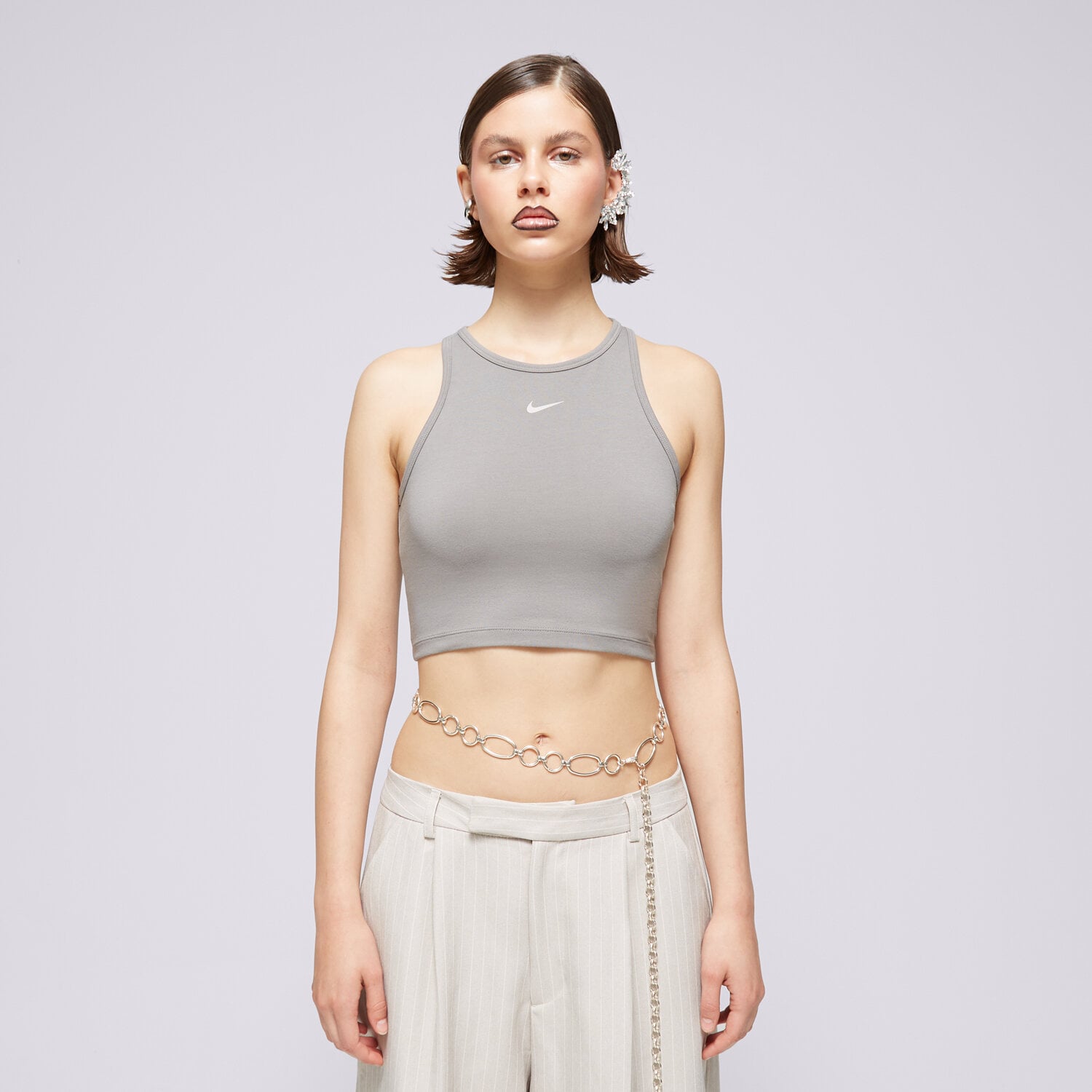 dámský top NIKE TOP W NSW TOP TOP GLS HF5530-029 ŠEDÁ
