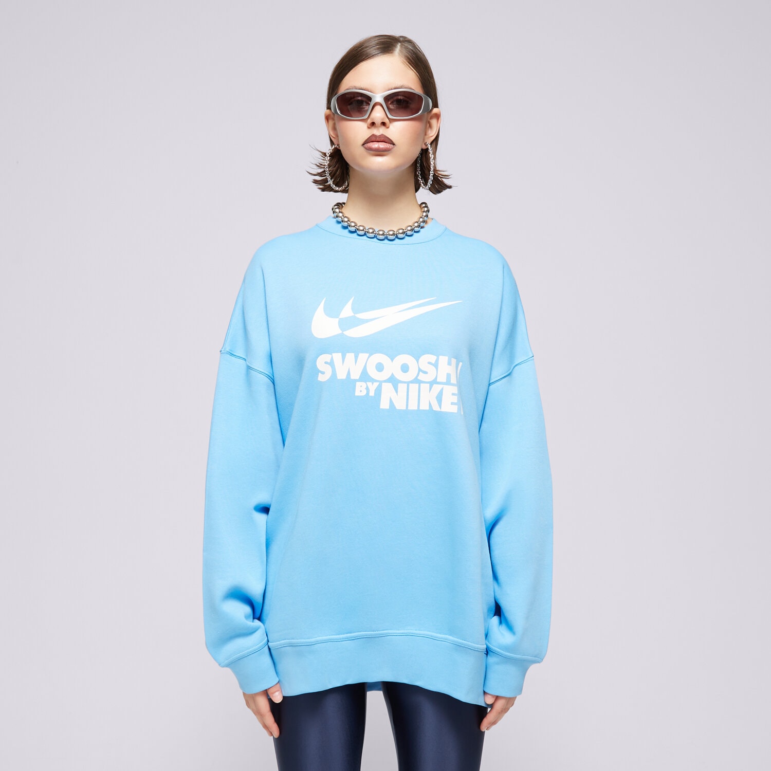 dámská mikina NIKE MIKINA W NSW FLC OS CREW GLS FZ4631-412 MODRÁ