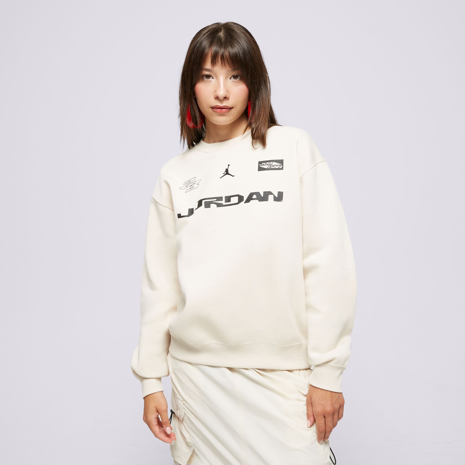 dámská mikina MIKINA W JORDAN BRKLN FLC CREW GFX 24 FV7086-203 BÉŽOVÁ