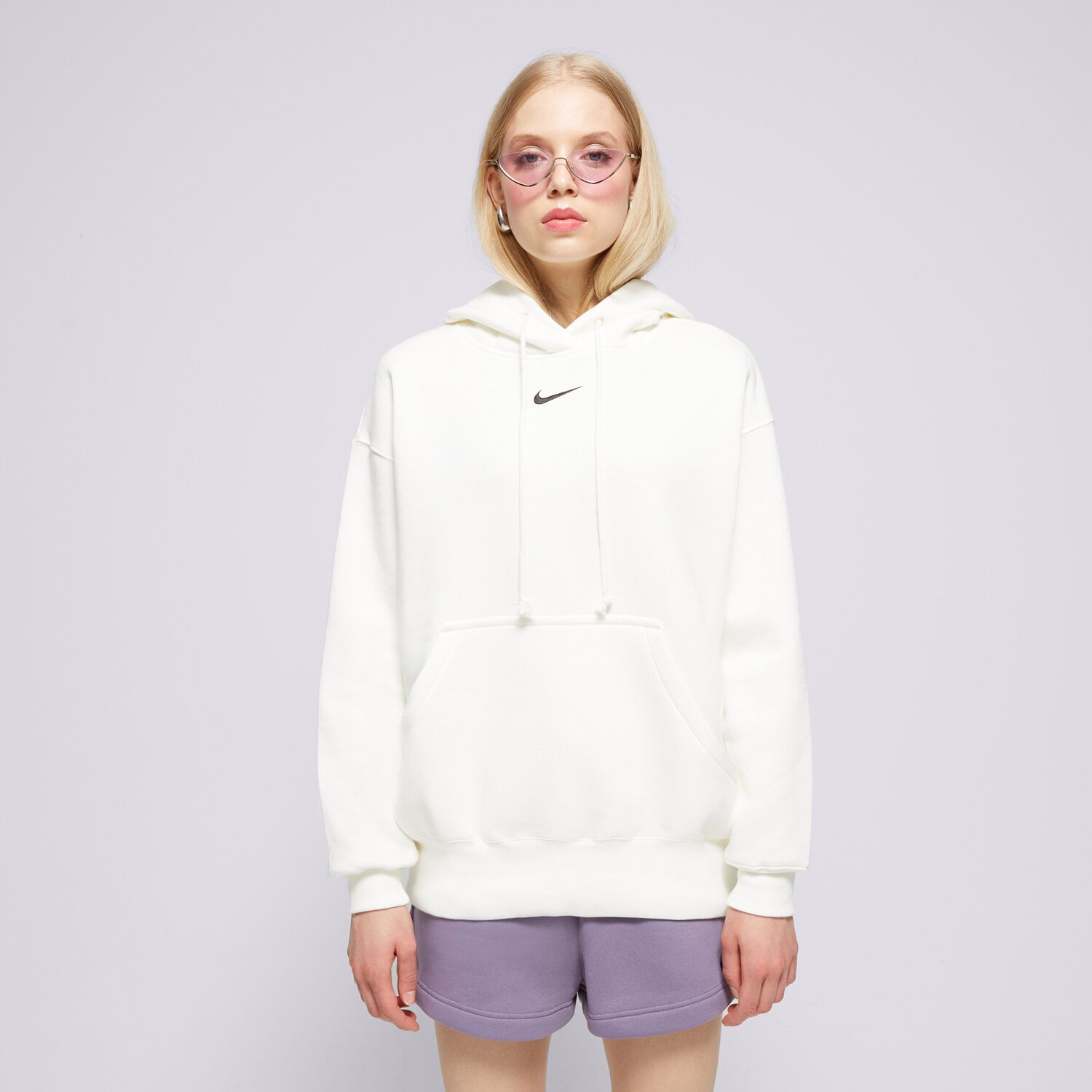 dámská mikina NIKE MIKINA S KAPUCÍ W NSW PHNX FLC OS CREW DQ5860-133 BÍLÁ