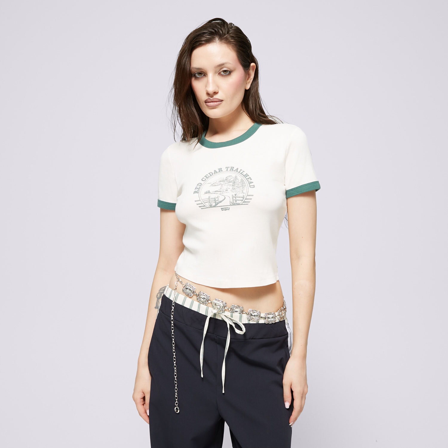 dámské tričko LEVI'S TRIČKO GRAPHIC MINI RINGER NEUTRALS A3523-0088 BÍLÁ