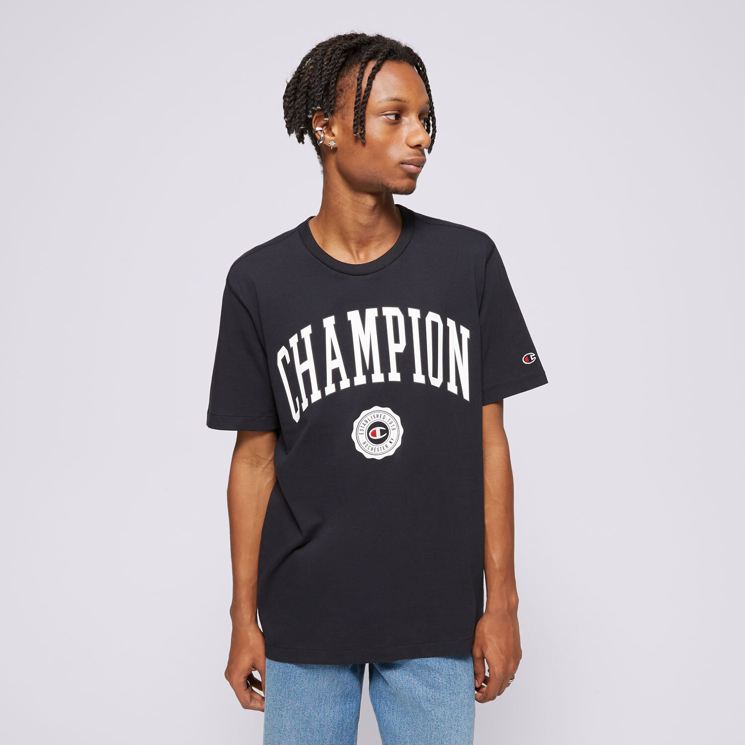 pánské tričko CHAMPION TRIČKO CREWNECK 219852KK001 ČERNÁ