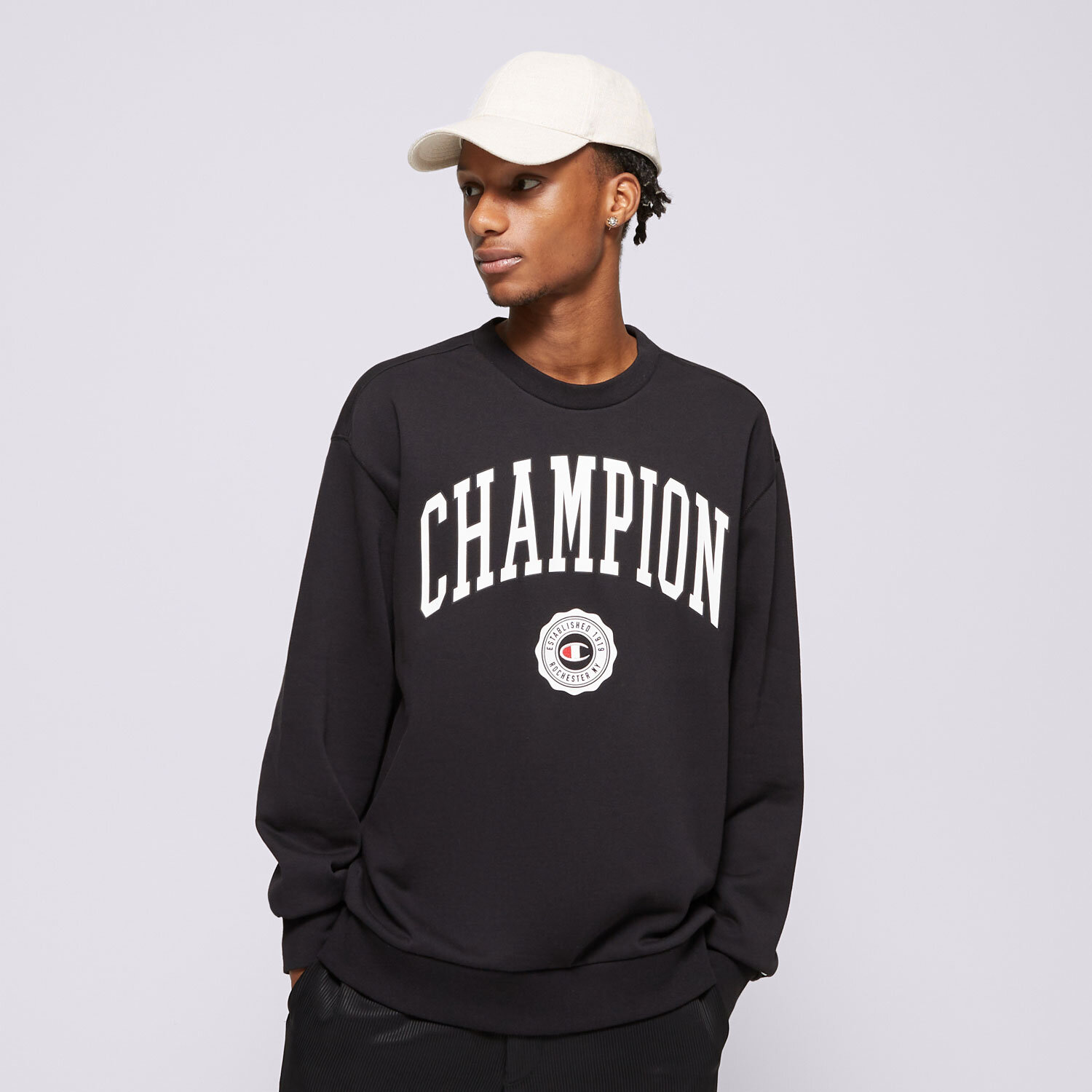 pánská mikina CHAMPION MIKINA CREWNECK 219839KK001 ČERNÁ