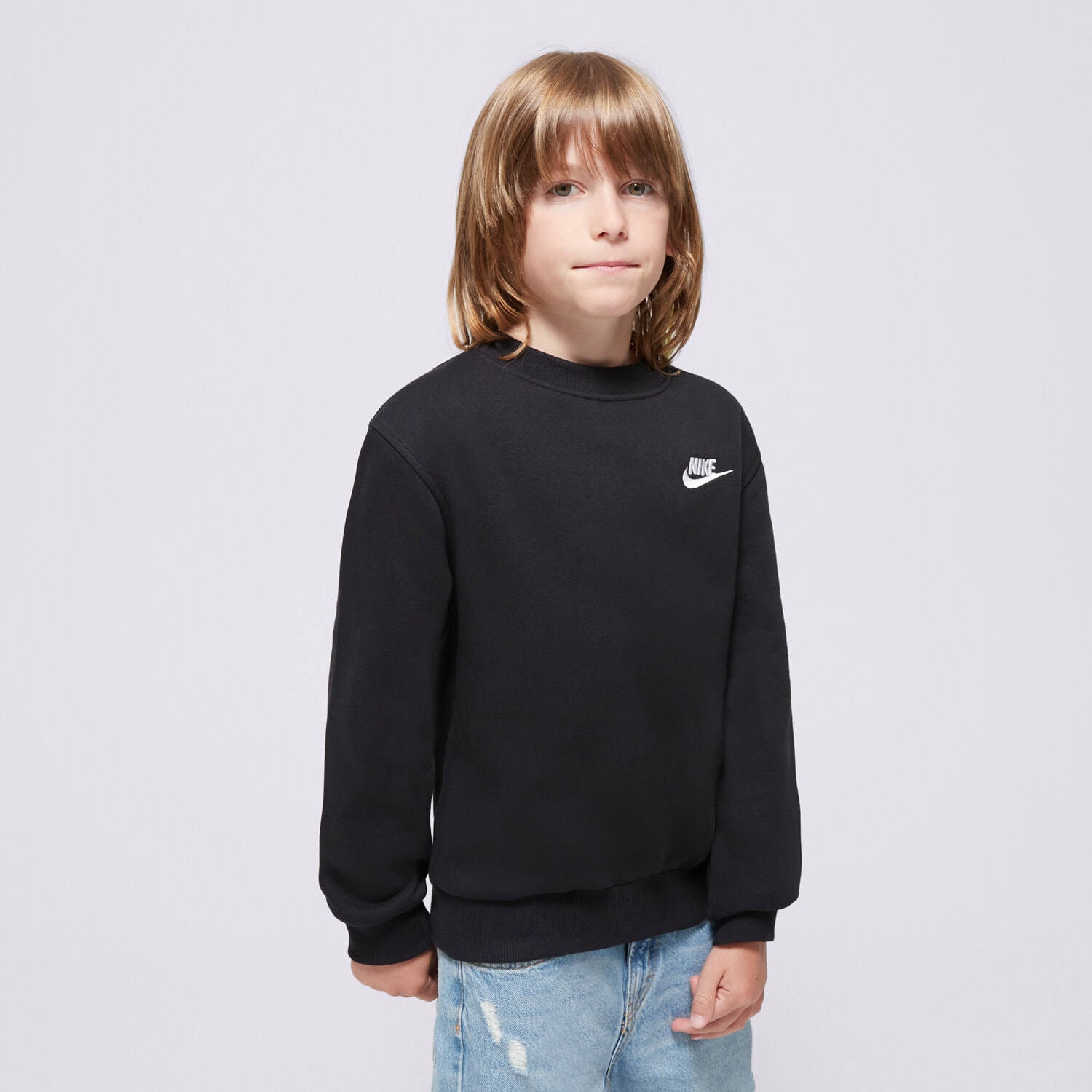dětská mikina NIKE MIKINA K NSW CLUB FLC CREW LS LBR BOY FD3006-010 ČERNÁ