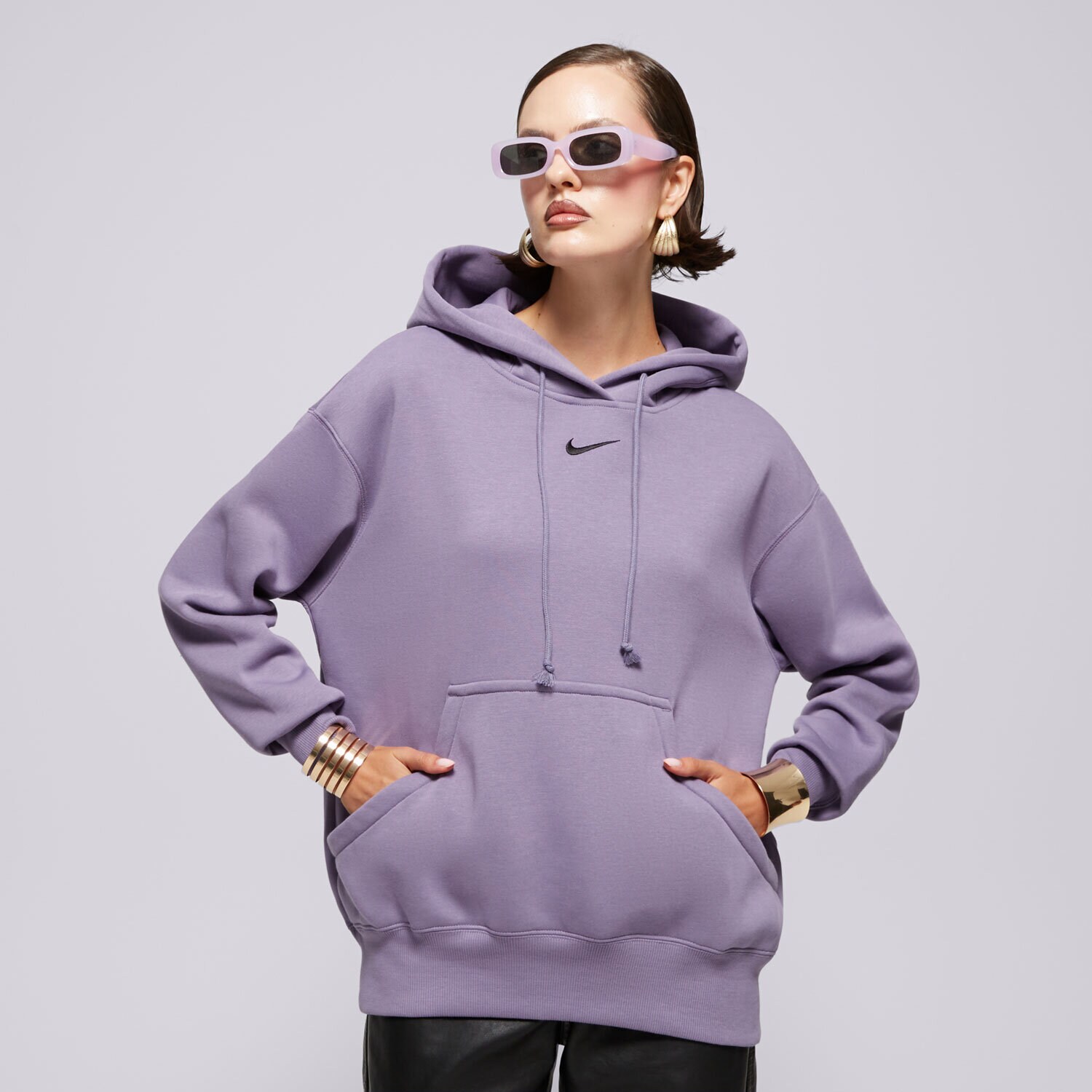 dámská mikina NIKE MIKINA S KAPUCÍ W NSW PHNX FLC OS PO HOODIE DQ5860-509 ŠEDÁ