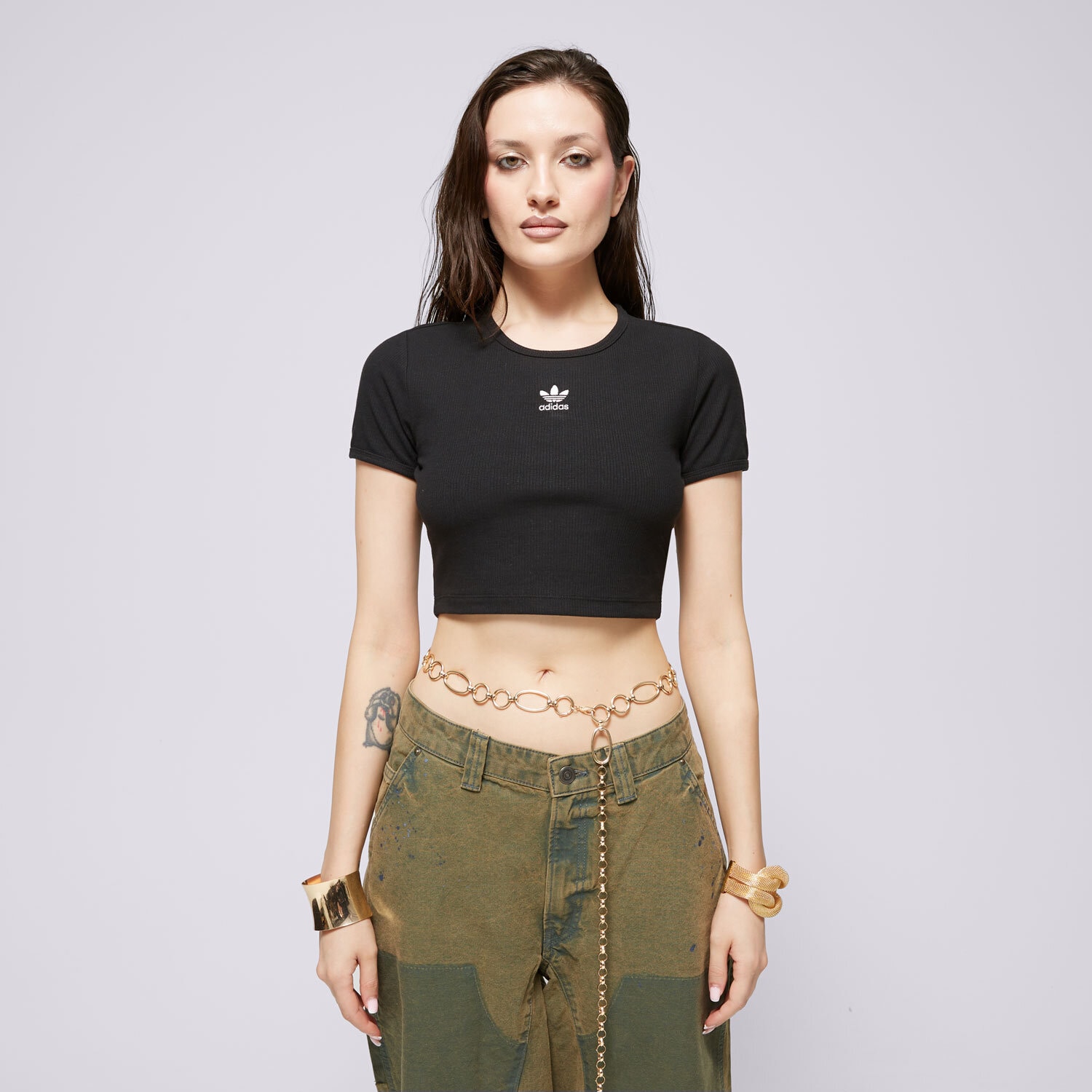 dámské tričko ADIDAS TRIČKO ESS RIB TEE IY9664 ČERNÁ