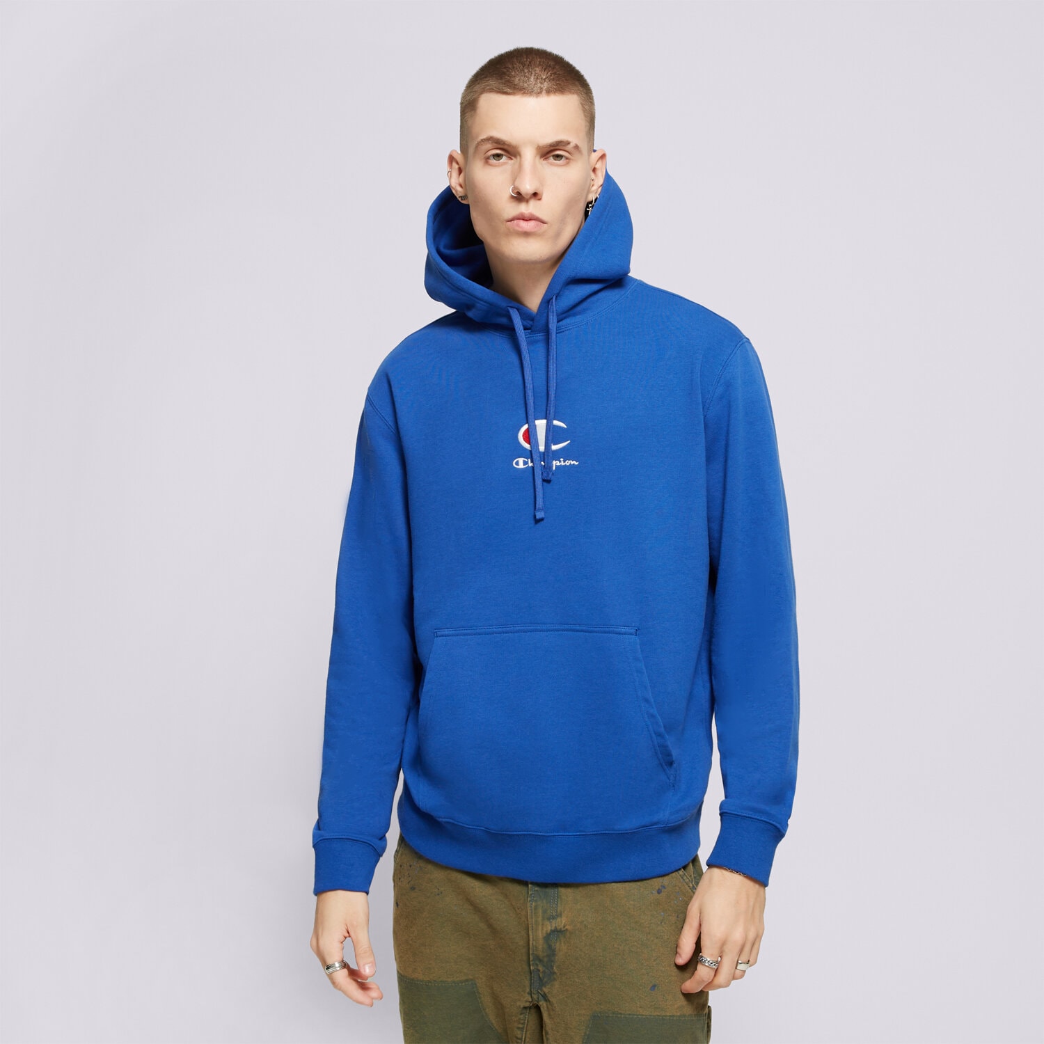 pánská mikina CHAMPION MIKINA S KAPUCÍ HOODED SWEATSHIRT 219845BS003 MODRÁ