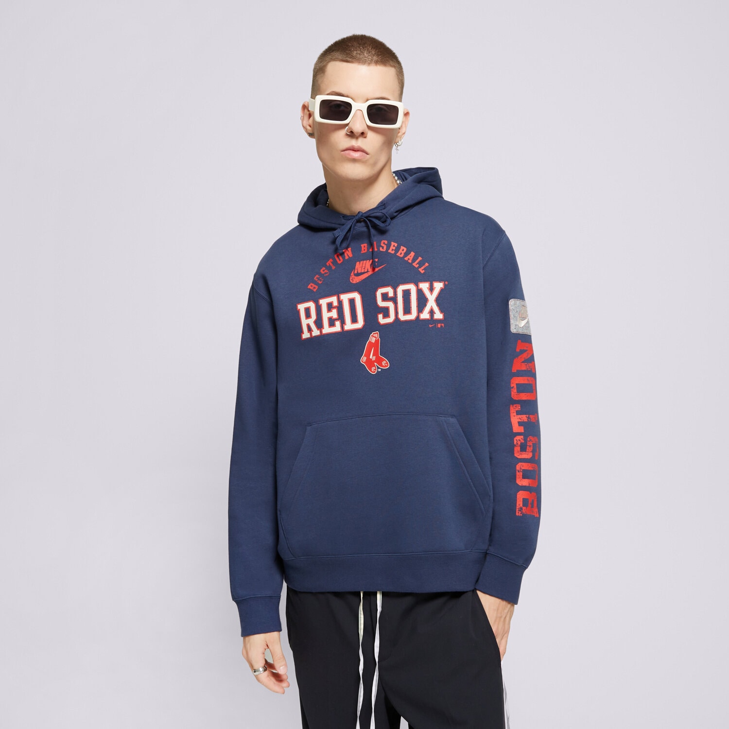 pánská mikina NIKE MIKINA S KAPUCÍ BOSTON RED SOX MLB NKDK-44B-R36-HKA TMAVOMODRÁ