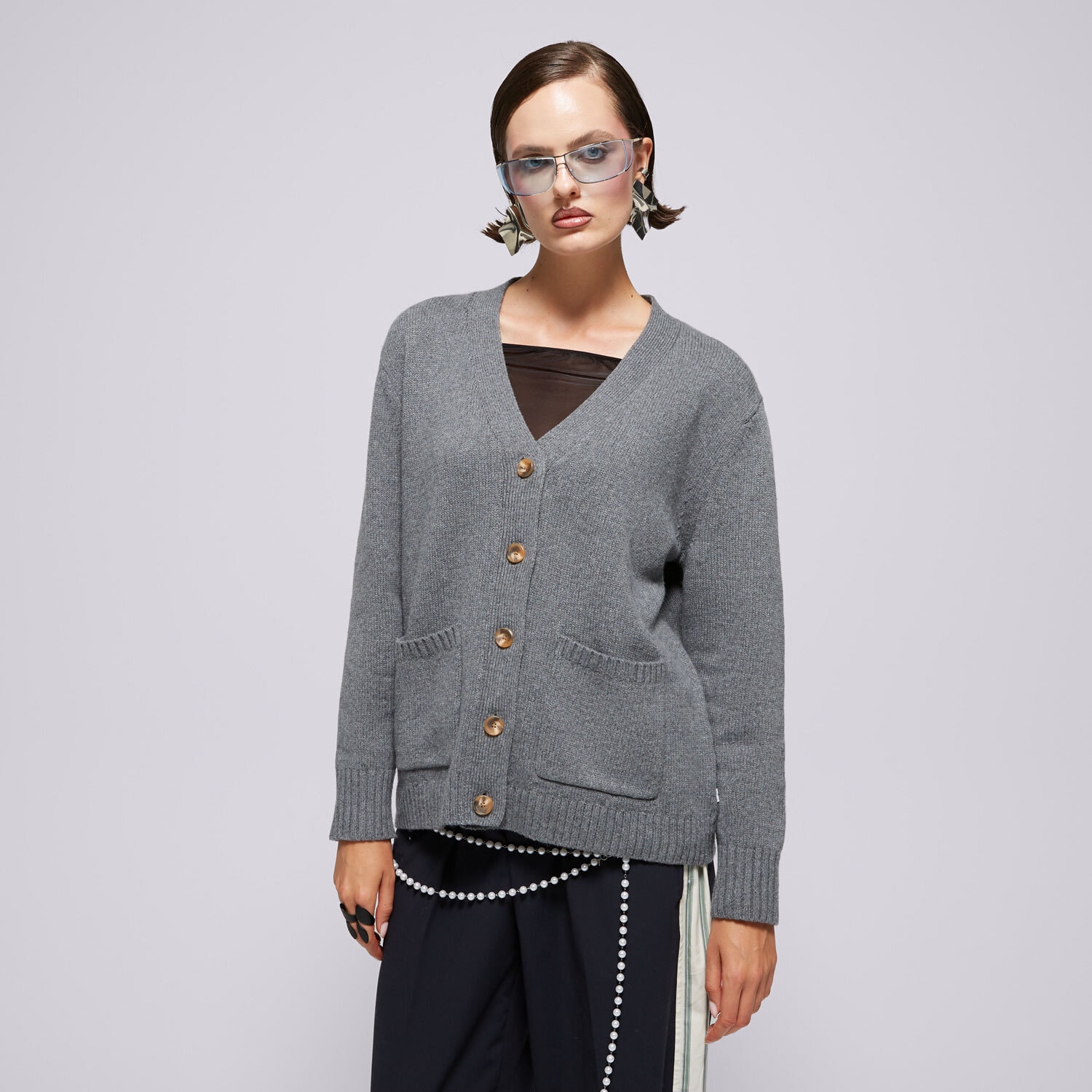 dámská mikina LEVI'S SVETR BOYFRIEND POCKET CARDI GREYS 000O0-0002 ŠEDÁ