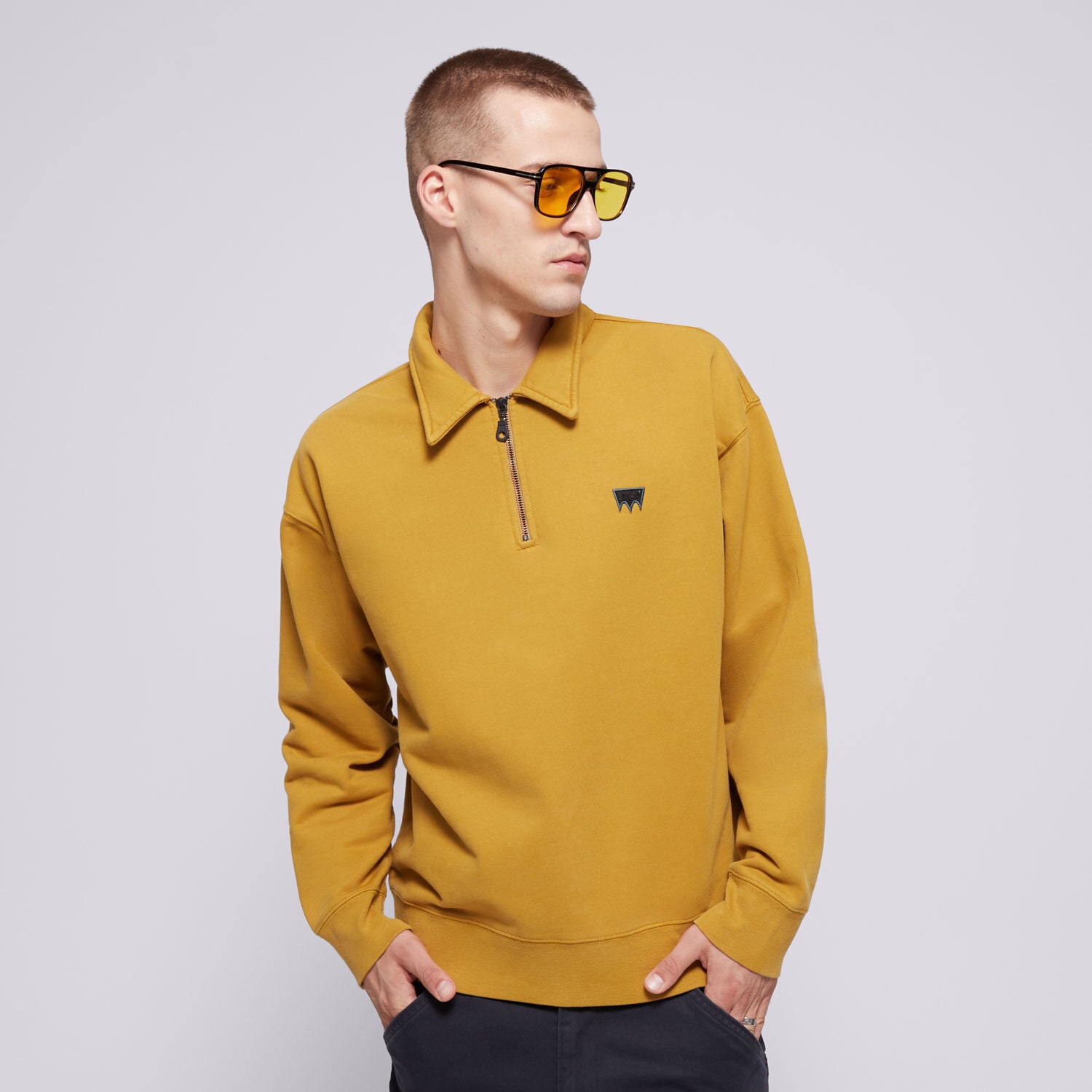 pánská mikina LEVI'S MIKINA SKATE NEW QUARTER ZIP NEUTRALS A1012-0010 hořčicová