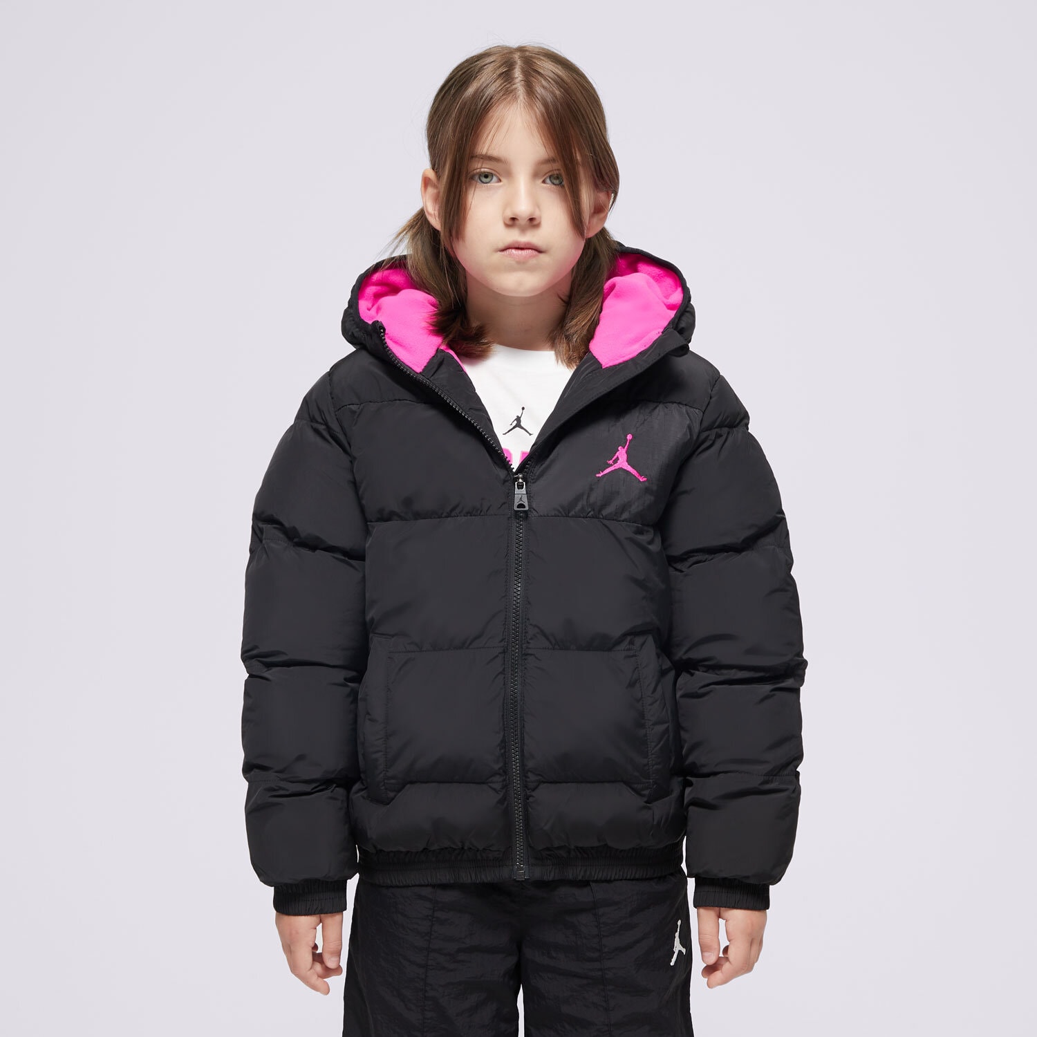 dětské tričko JORDAN BUNDA ZIMNÍ (G)MID PADDED JKT BLK/P G 45D195-023 ČERNÁ