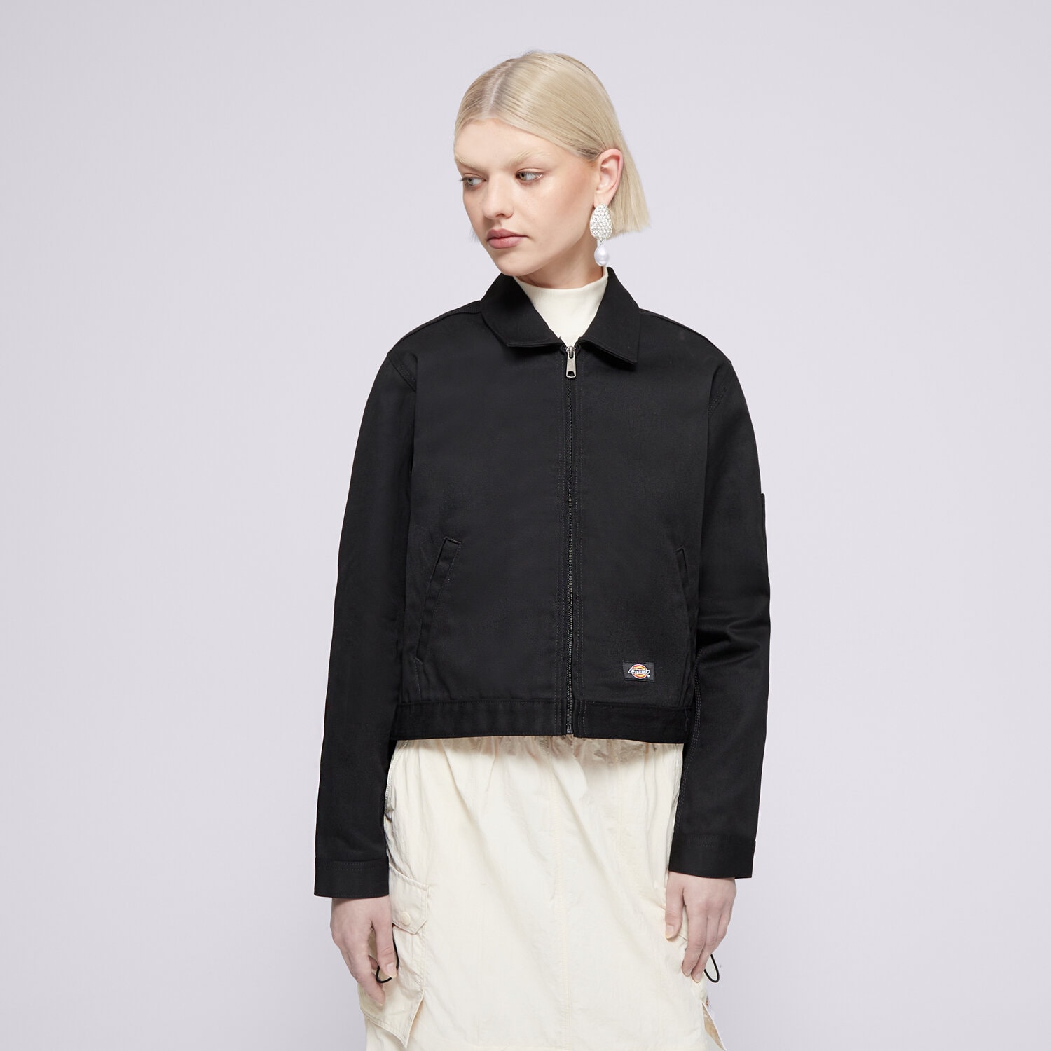 Přechodná bunda dámská (podzimní, jarní) DICKIES BUNDA UNLINED CROPPED EISENHOWER JACKET DK0A4YQYBLK1 ČERNÁ