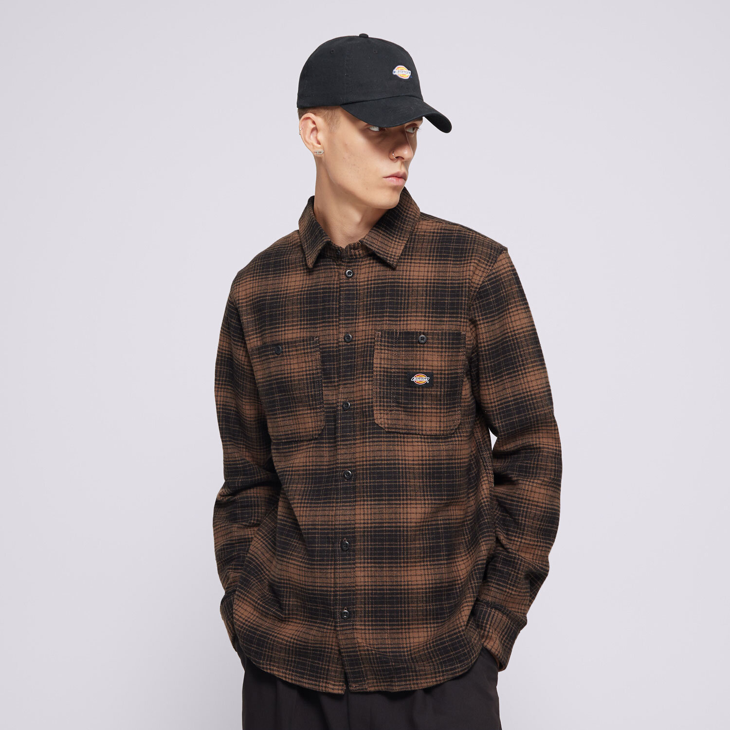 pánská košile DICKIES KOŠILE EVANSVILLE LS DK0A4XGTMR11 HNĚDÁ