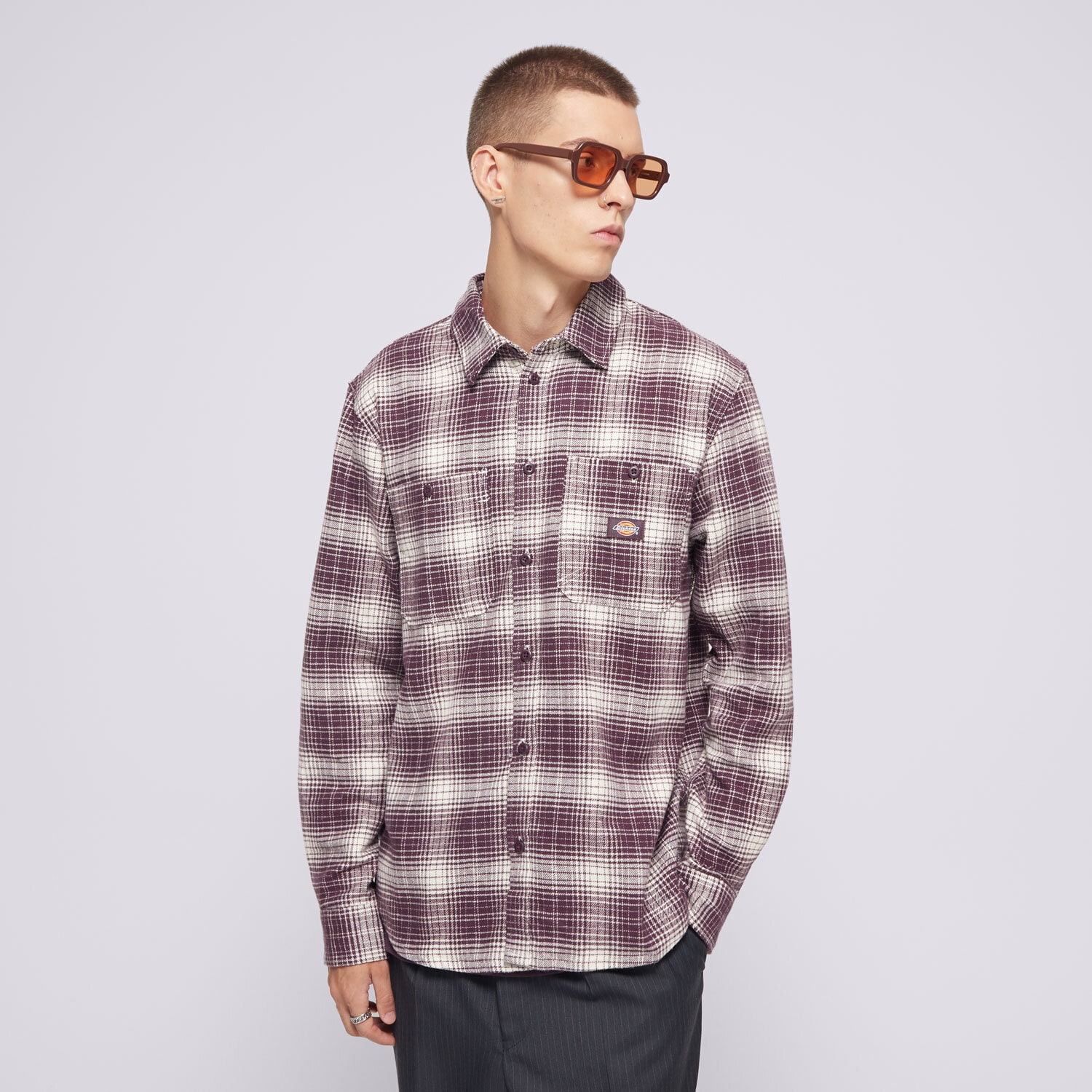 pánská košile DICKIES KOŠILE EVANSVILLE LS DK0A4XGTJ561 FIALOVÁ