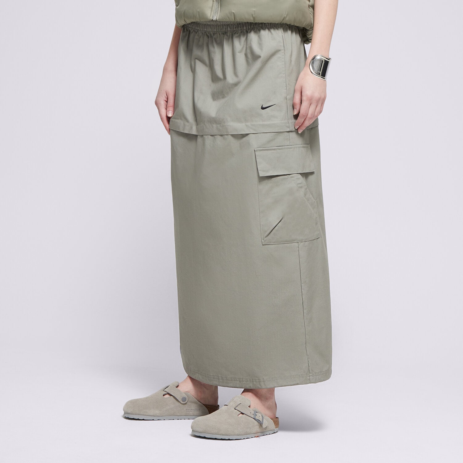 dámská sukně NIKE SUKNĚ W NSW ESSTL WVN MR CGO MDI SKT FV7503-320 KHAKI