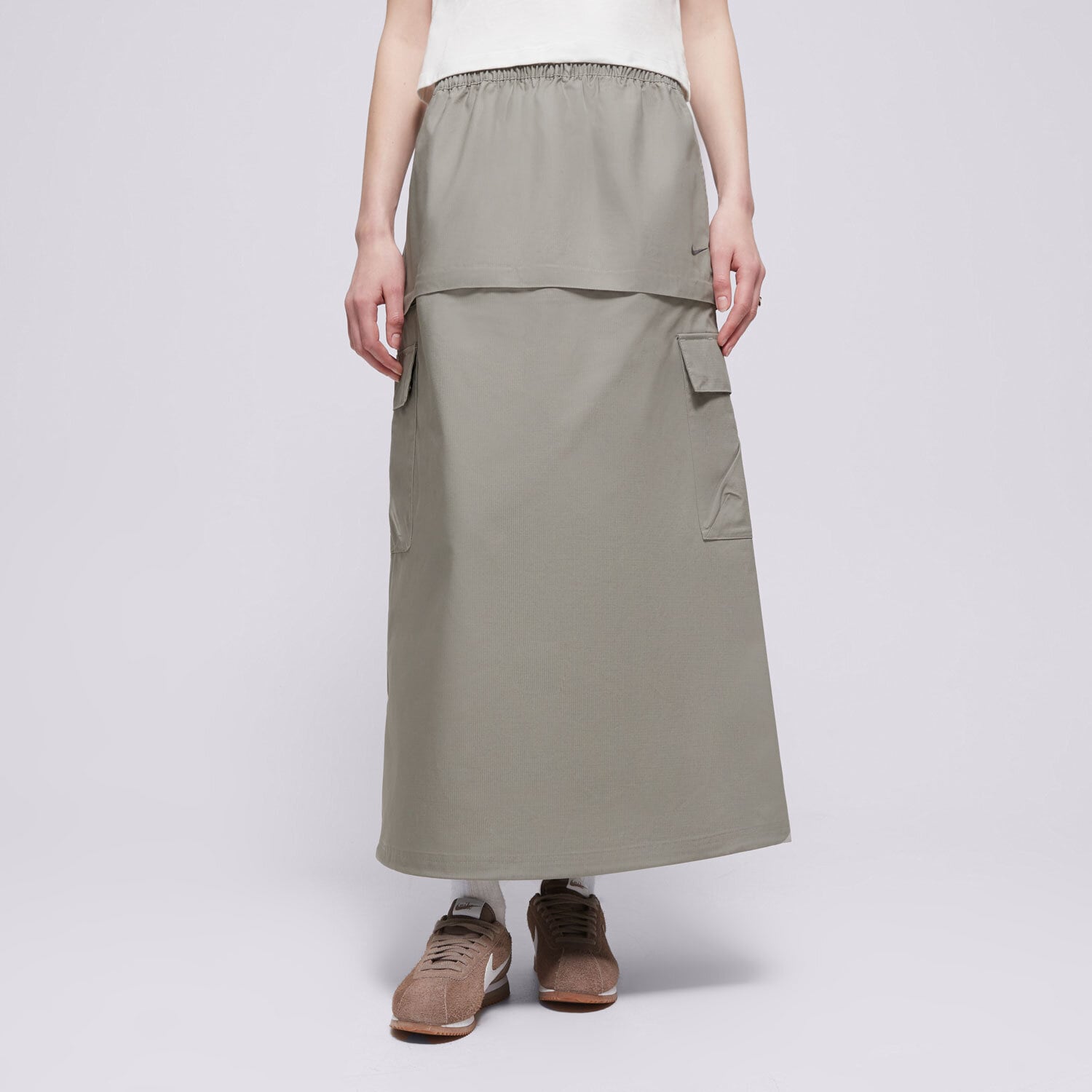 dámská sukně NIKE SUKNĚ W NSW ESSTL WVN MR CGO MDI SKT FV7503-320 KHAKI