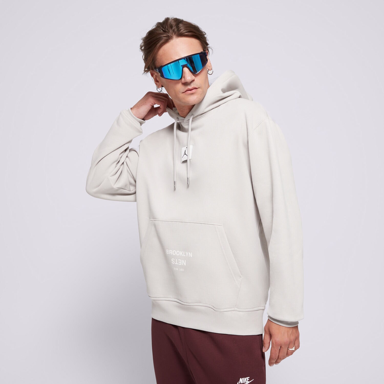 pánská mikina NIKE MIKINA S KAPUCÍ BKN MNK FLC PO CTS ST NBA FV8239-014 ŠEDÁ