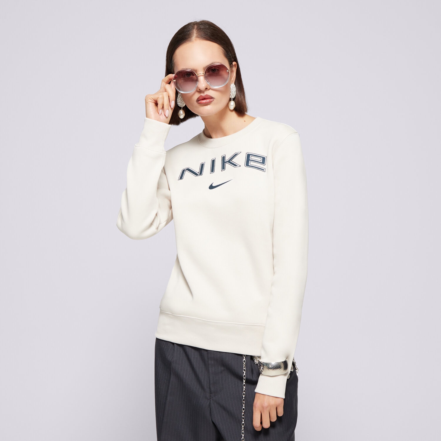 dámská mikina NIKE MIKINA W NSW PHNX FLC STD LOGO CREW HM9754-104 BÉŽOVÁ
