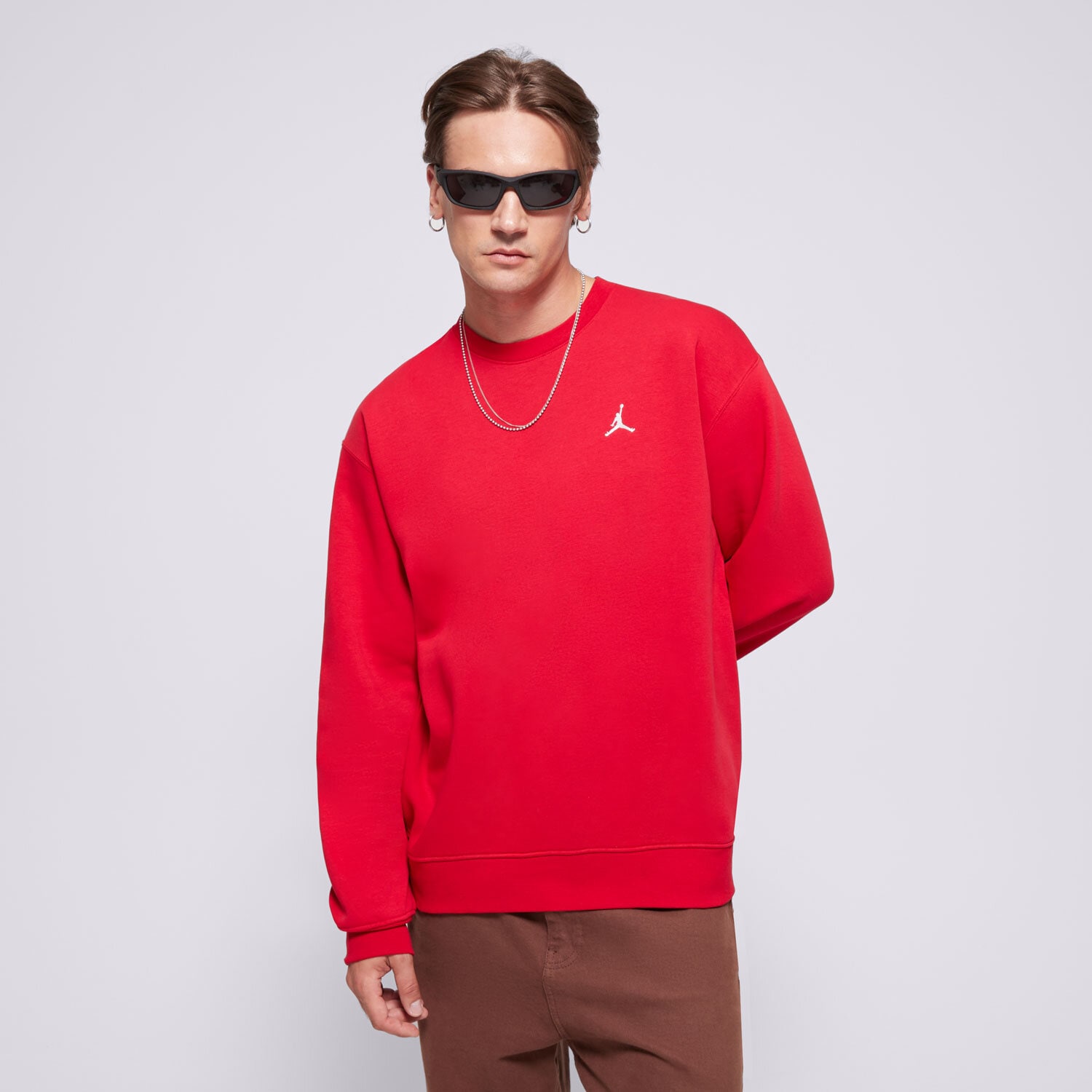pánská mikina MIKINA M JORDAN BRKLN FLC CREW  FV7293-687 ČERVENÁ