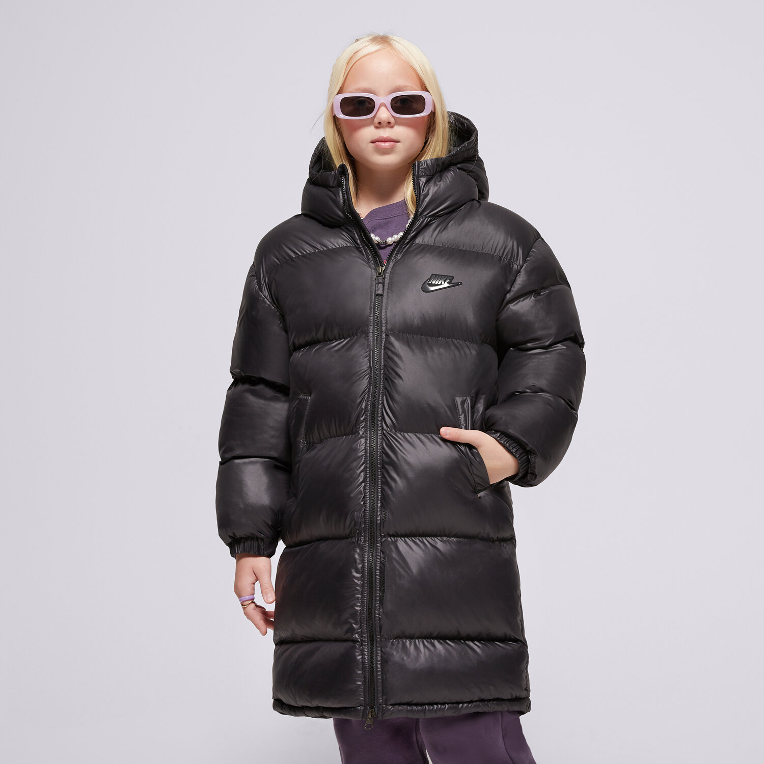 dětské tričko NIKE BUNDA ZIMNÍ K NSW TF RPL HGH SYF EO PRK UL GIRL FD2842-011 ČERNÁ