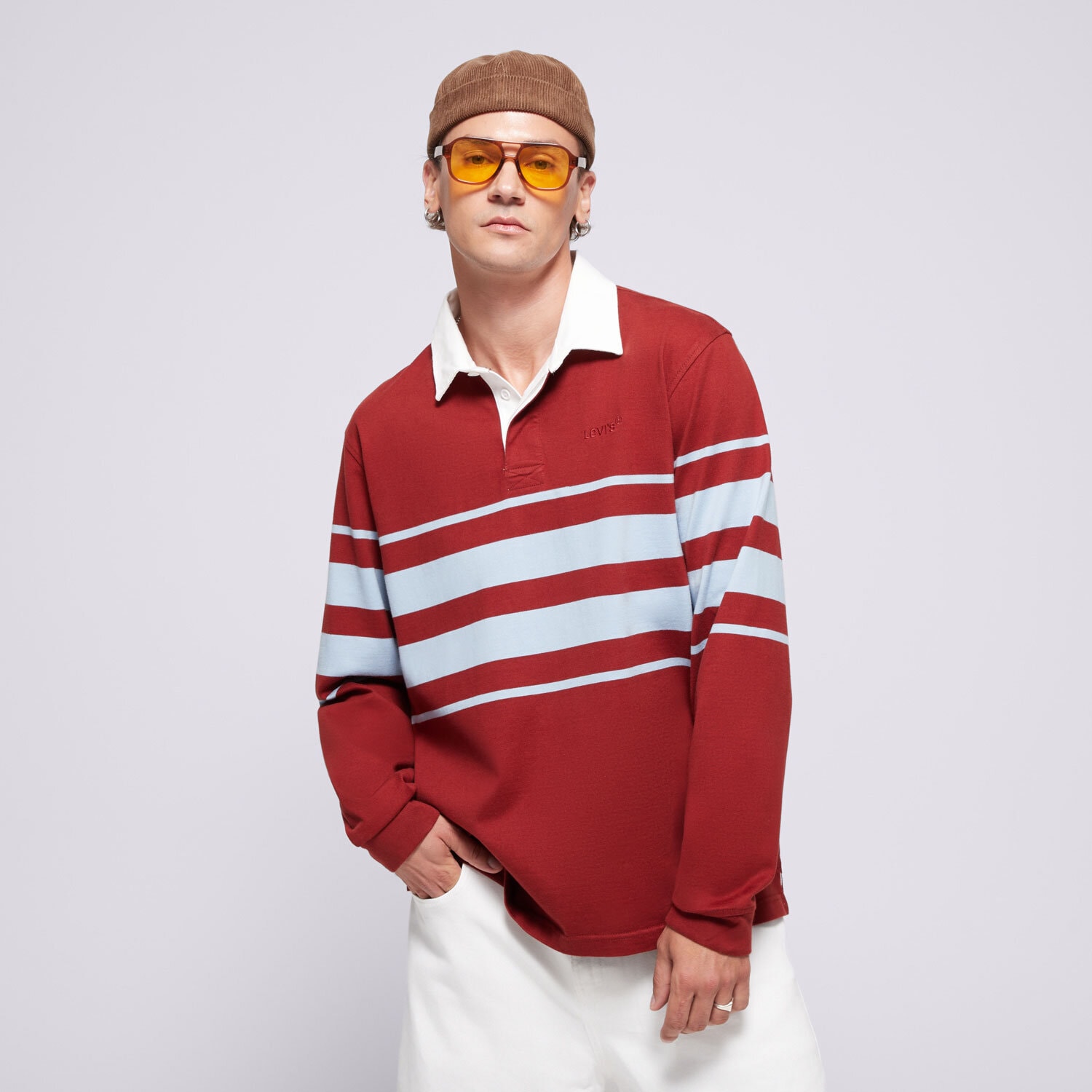 pánské polo tričko LEVI'S TRIČKO UNION RUGBY MULTI-COLOR A4845-0019 HNĚDÁ
